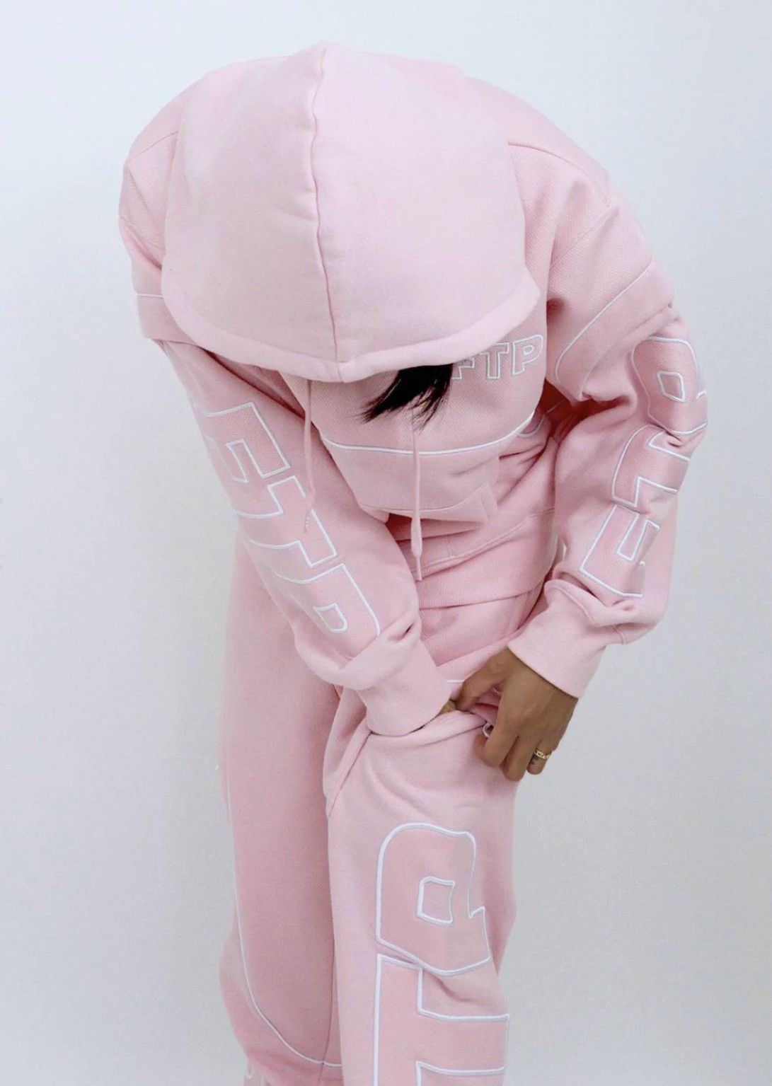 image of Fuck The Population Ftp Mesh Piping Logo Pullover (Pink) - Size L, Men's