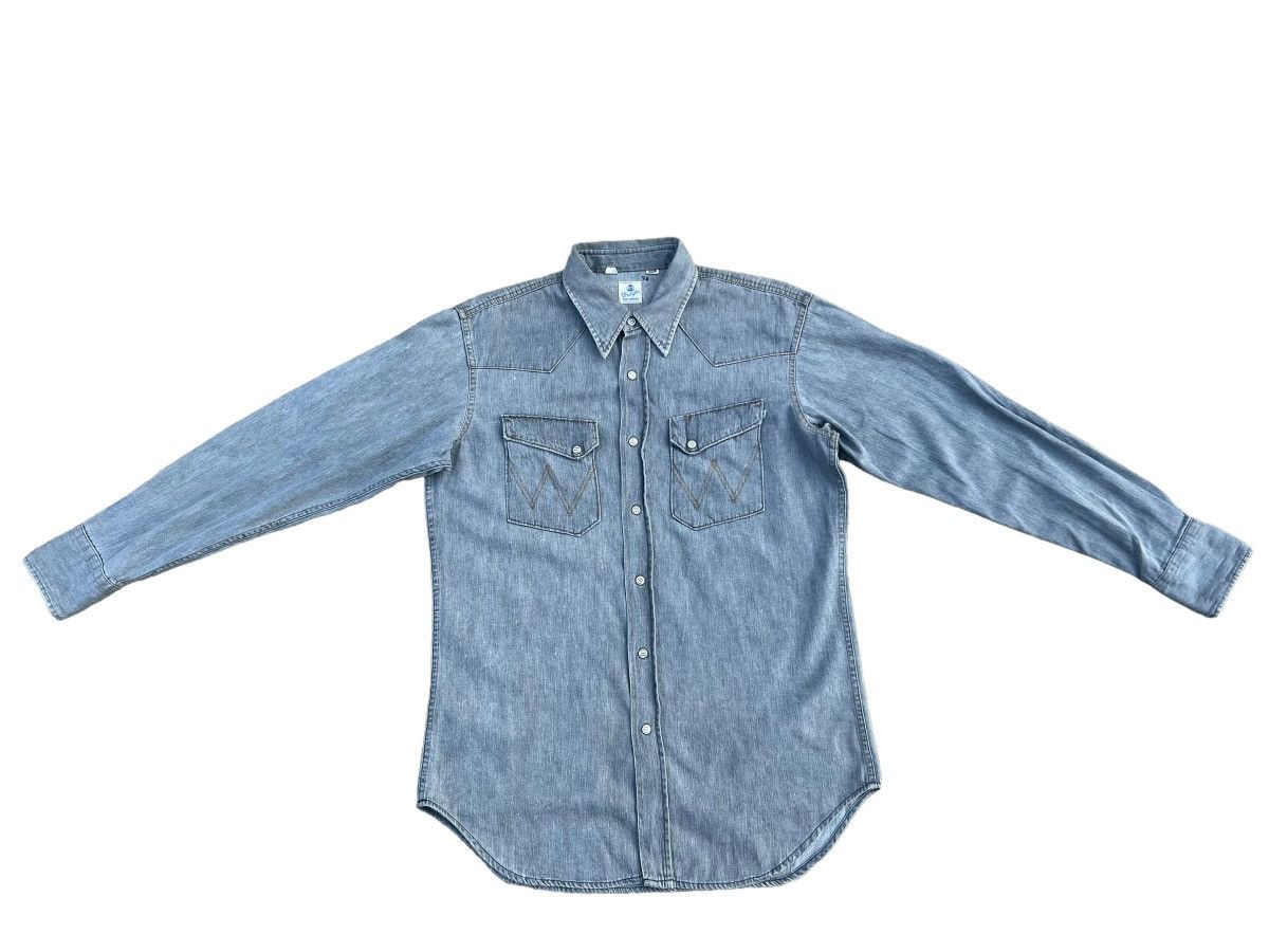 Vintage Vintage 90s Wrangler Blue Bell Grey Denim Western Shirt Size US M / EU 48-50 / 2 - 1 Thumbnail