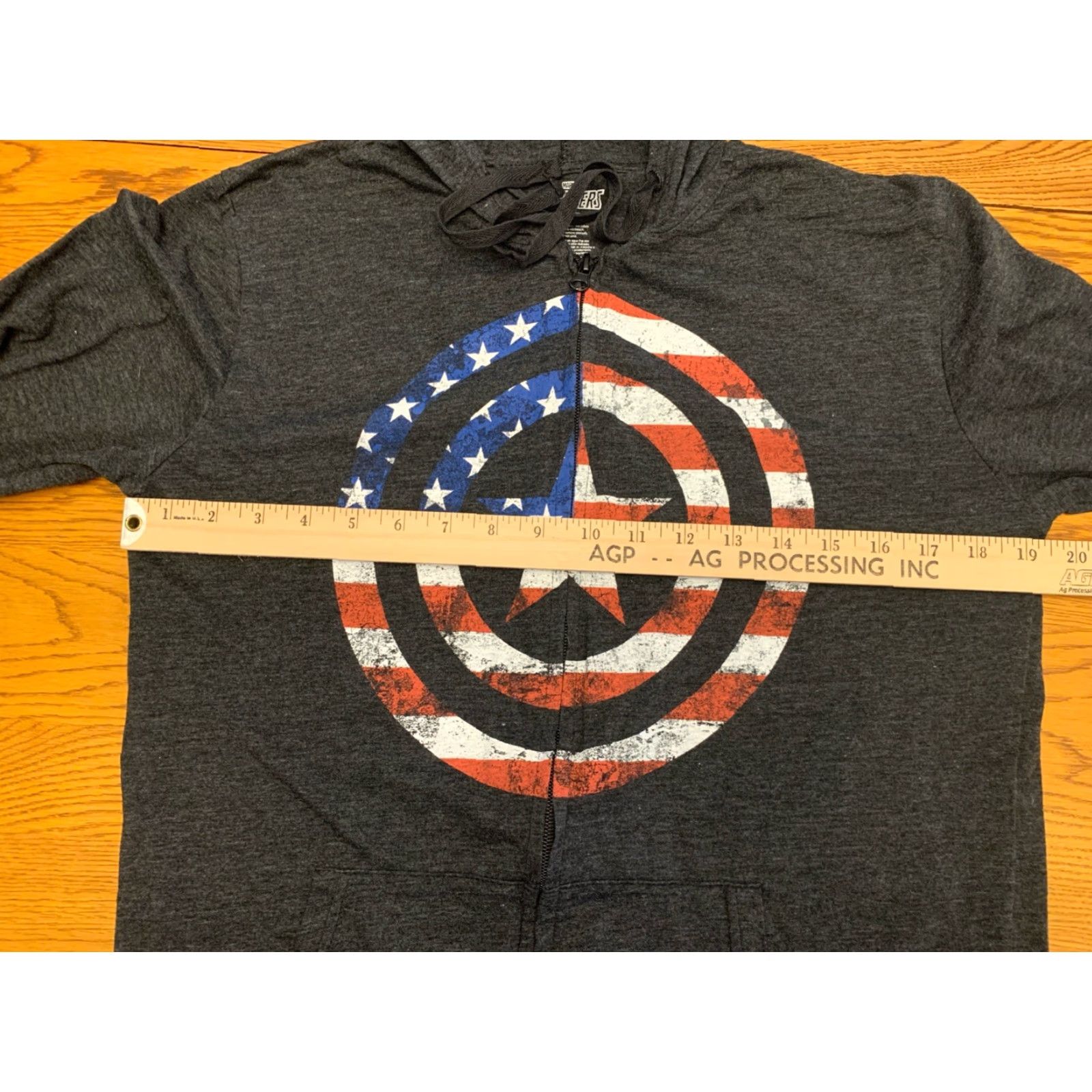 Vintage Marvel Captain America Hoodie Full Zip Sz Large Avengers Black pockets flag MK Size US L / EU 52-54 / 3 - 2 Thumbnail