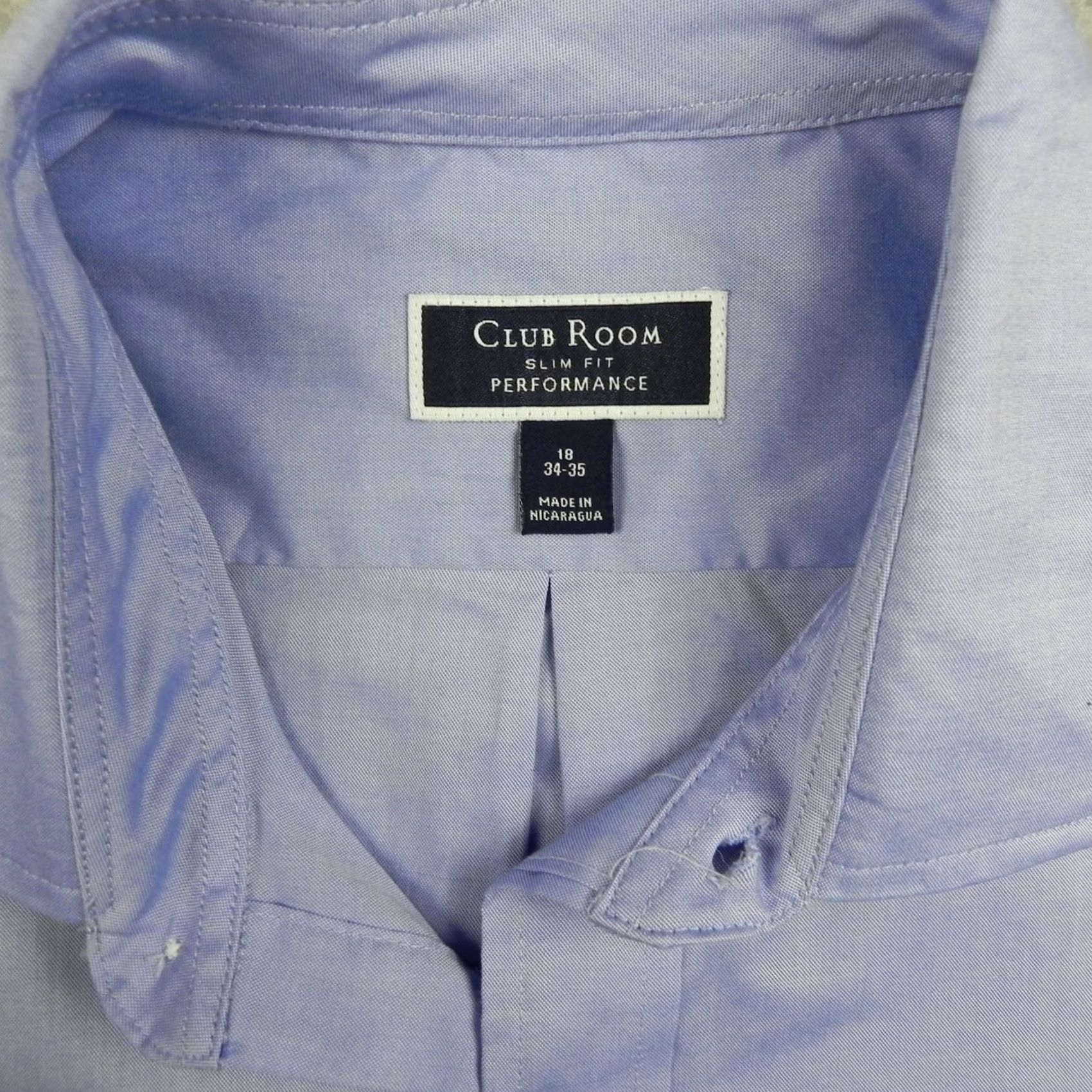 Club Room Club Room Shirt Mens 18 34/35 Slim Fit Performance Button Up Blue Long Sleeve Size US XXL / EU 58 / 5 - 3 Thumbnail