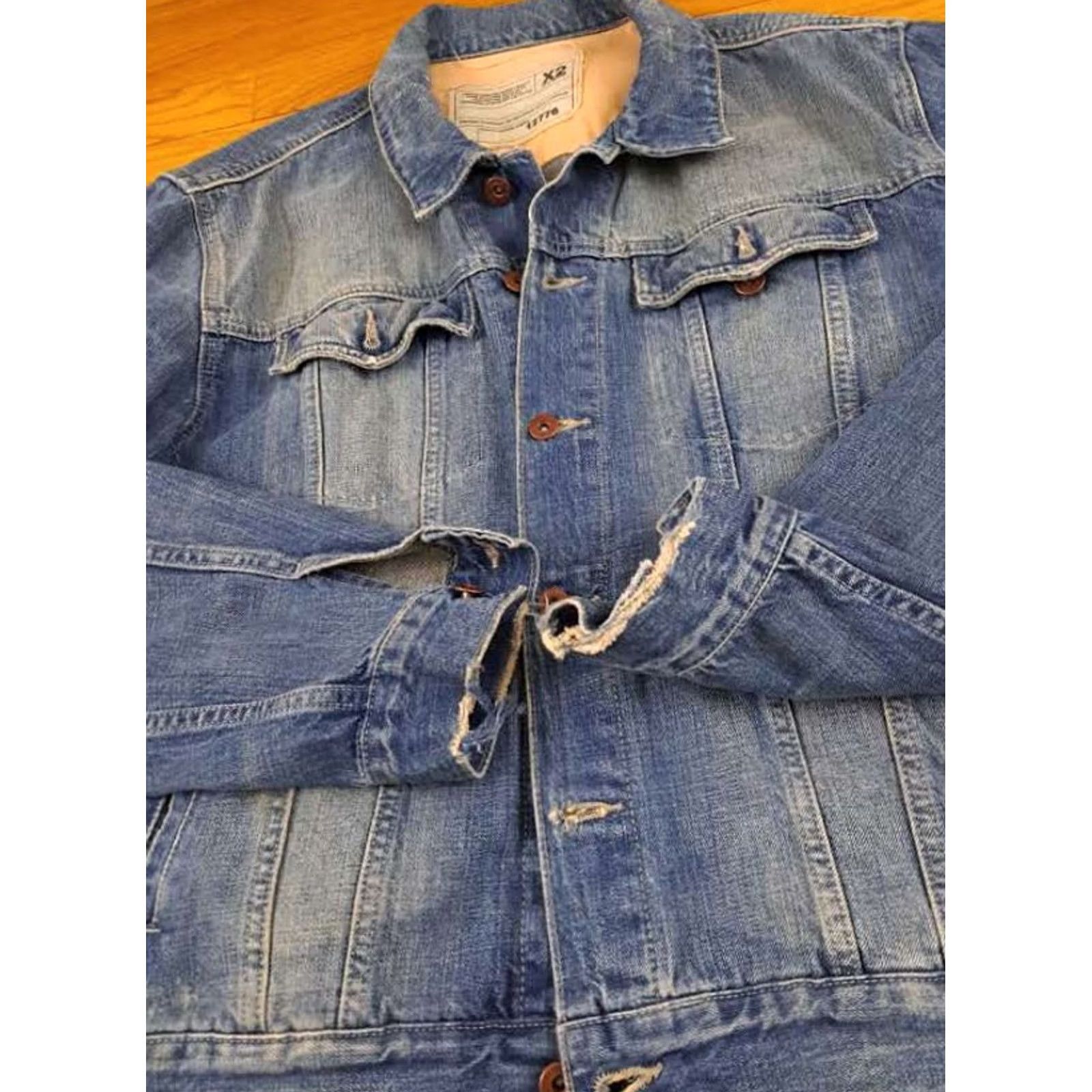 X-LARGE VINTAGE Denim Laboratory Blue Denim Bomber Jacket size X-Large Men Size US 36 / EU 52 - 5 Thumbnail