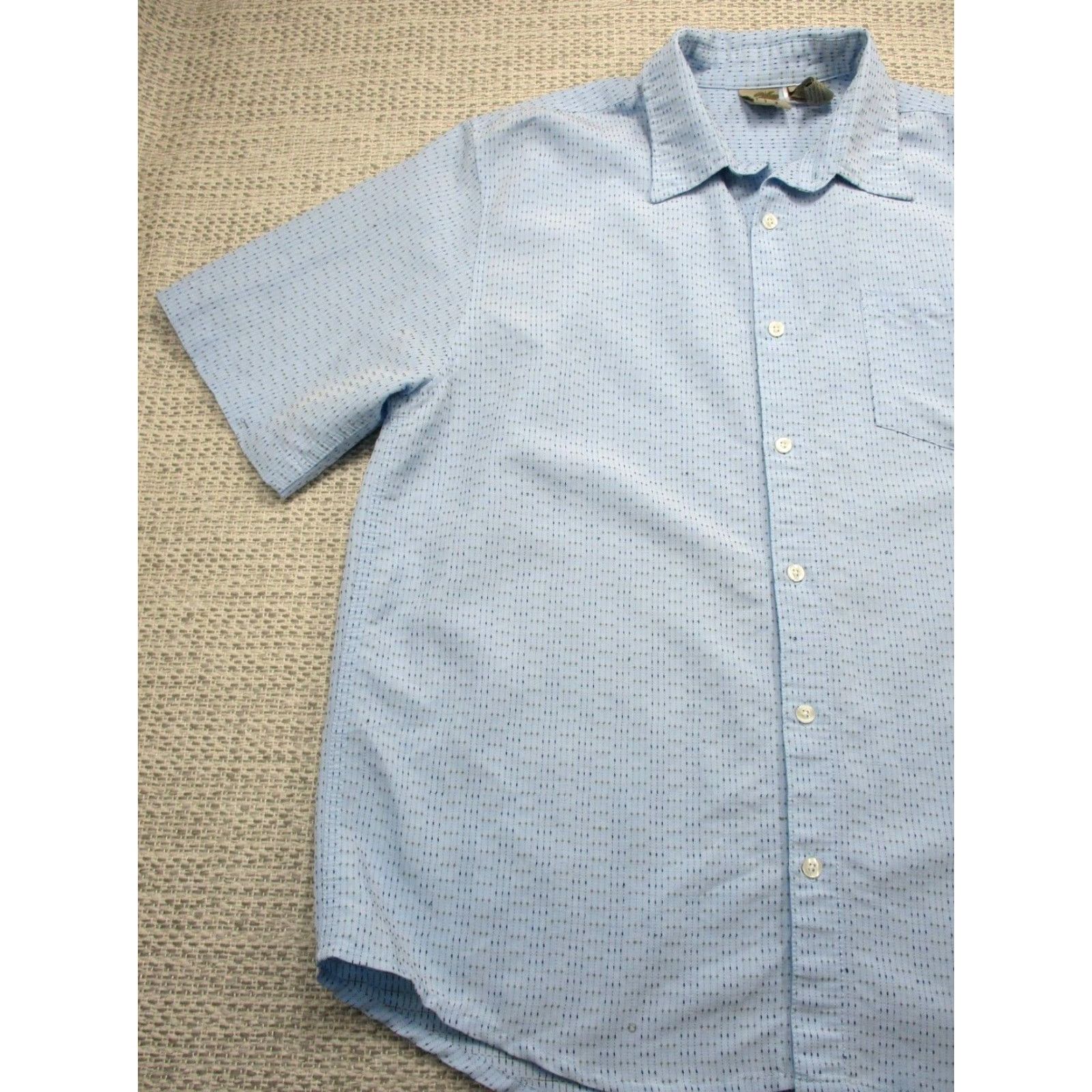 Ocean Pacific OP Ocean Pacific Button-Up Shirt Men L Short Sleeve Blue Textured Size US L / EU 52-54 / 3 - 3 Thumbnail