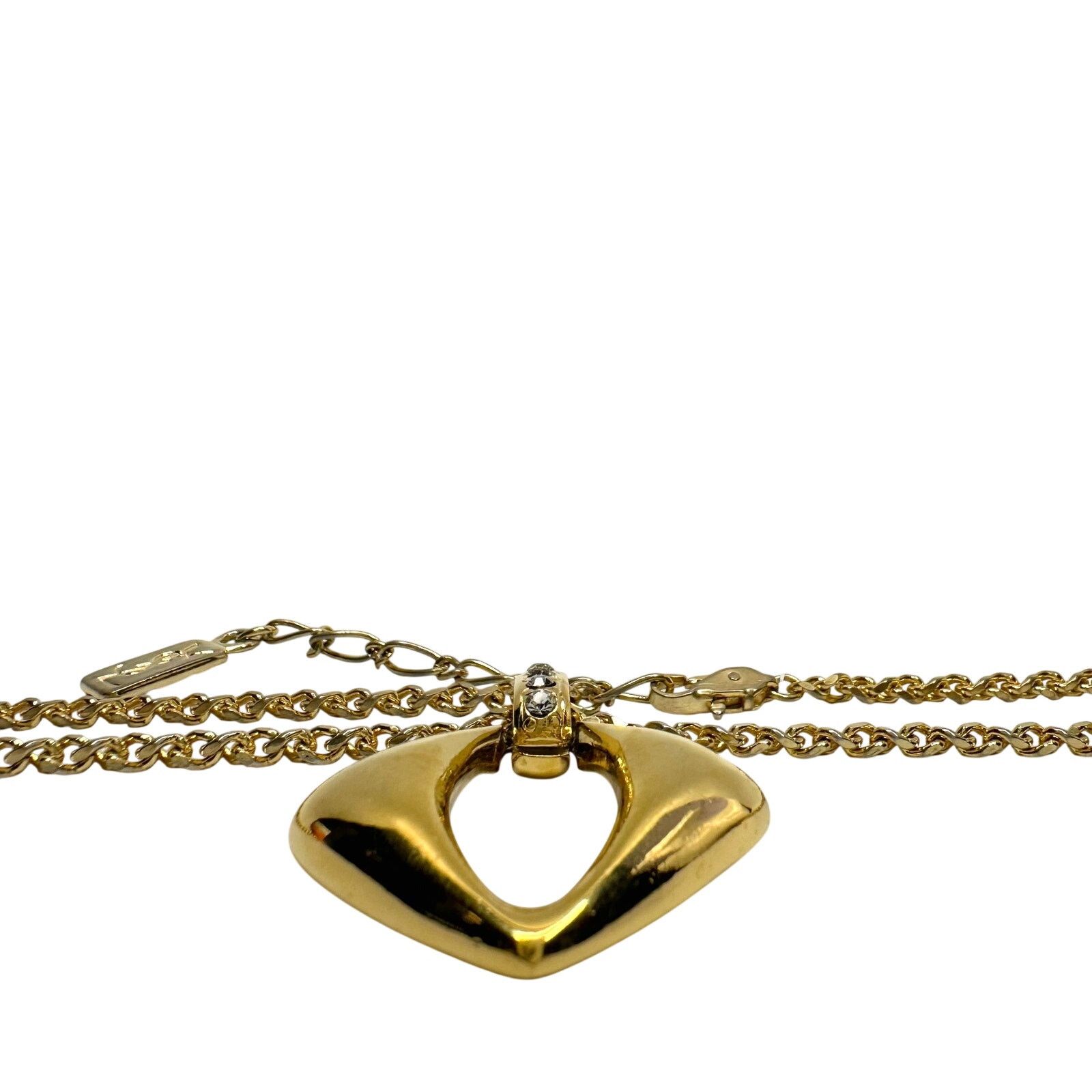 Yves Saint Laurent Yves Saint Laurent (YSL) Gold-Plated Necklace w Rhinestones Size ONE SIZE - 8 Thumbnail