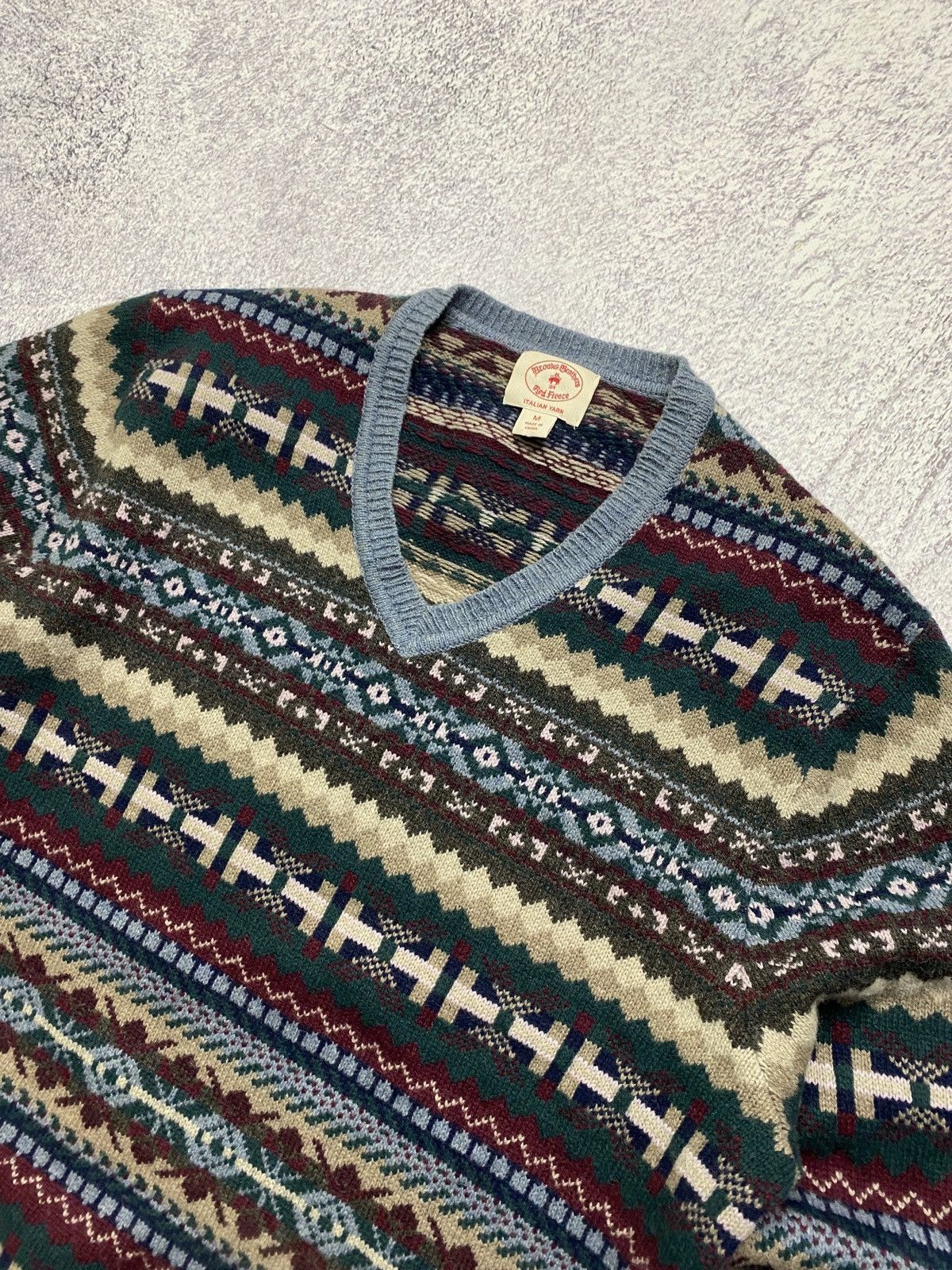 Brooks Brothers × Vintage Vintage Brooks Brothers V Neck Merino Wool Knit Sweater Size US M / EU 48-50 / 2 - 4 Thumbnail
