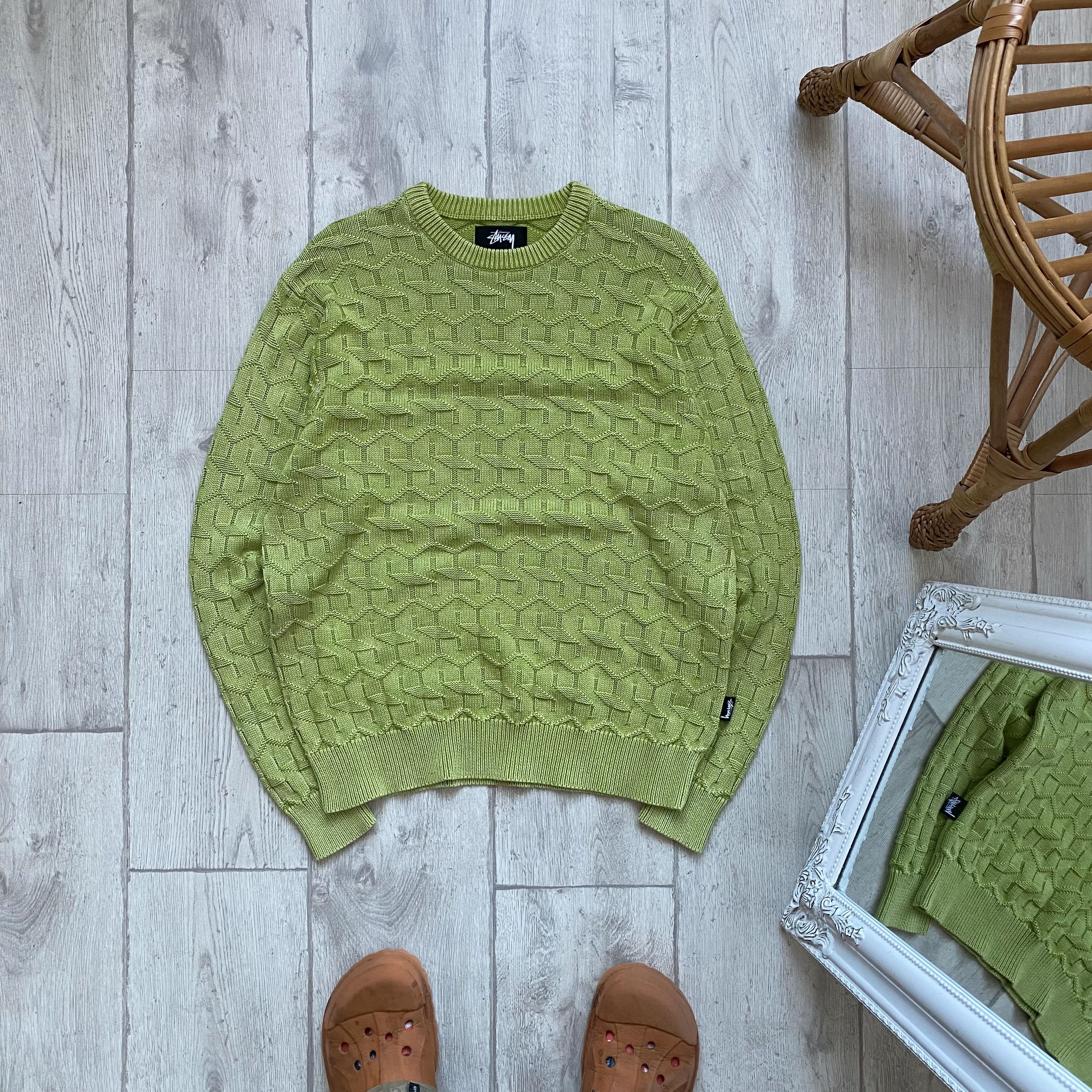 Stussy 🔥 Stussy Strand Sweater Knit S monogram washed green | Grailed