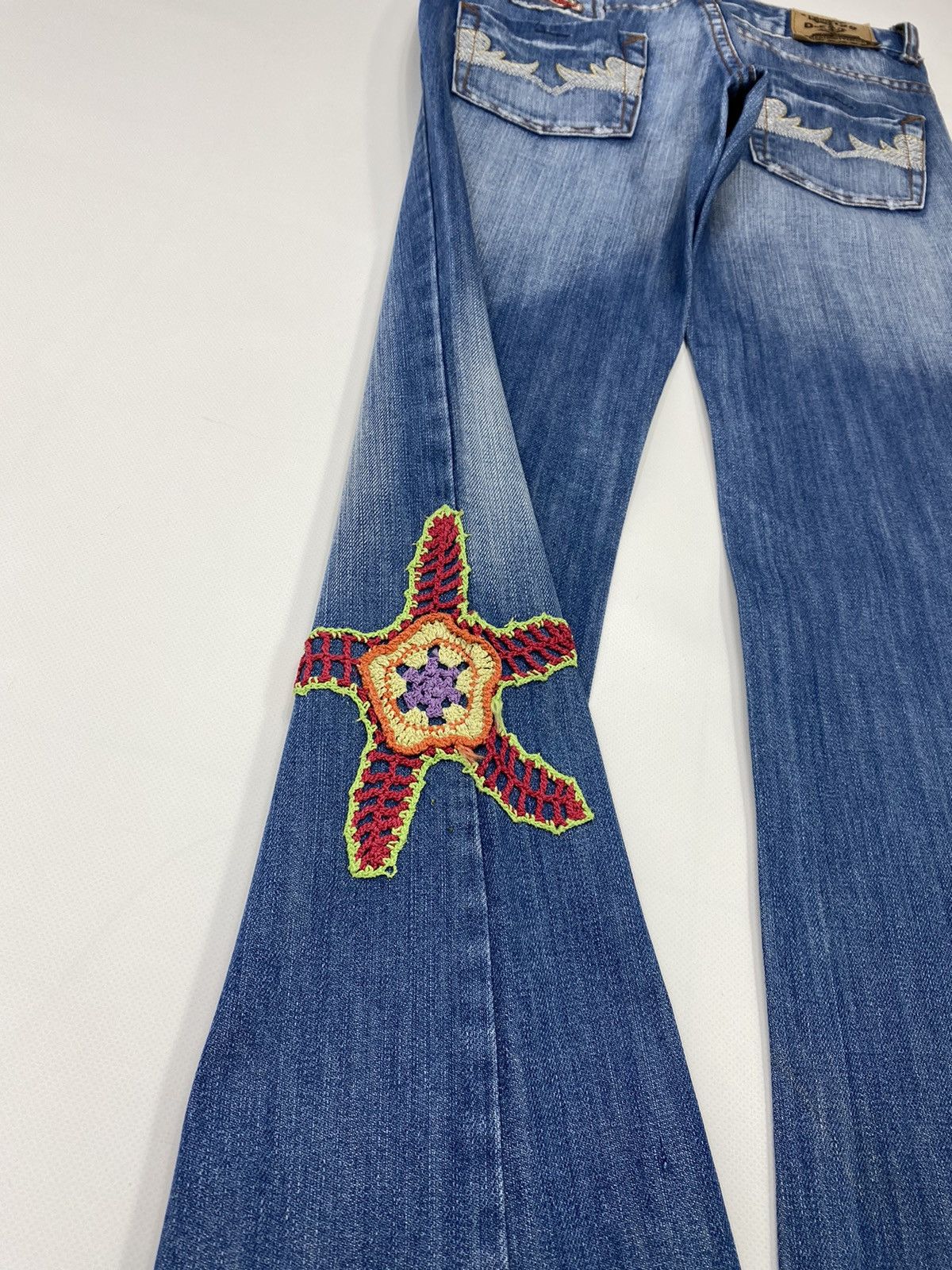 Vintage 🔥LASTDROP🔥 Y2K L Low Rise Starfish Flared Denim Jeans Pants Size 32" / US 10 / IT 46 - 19 Thumbnail