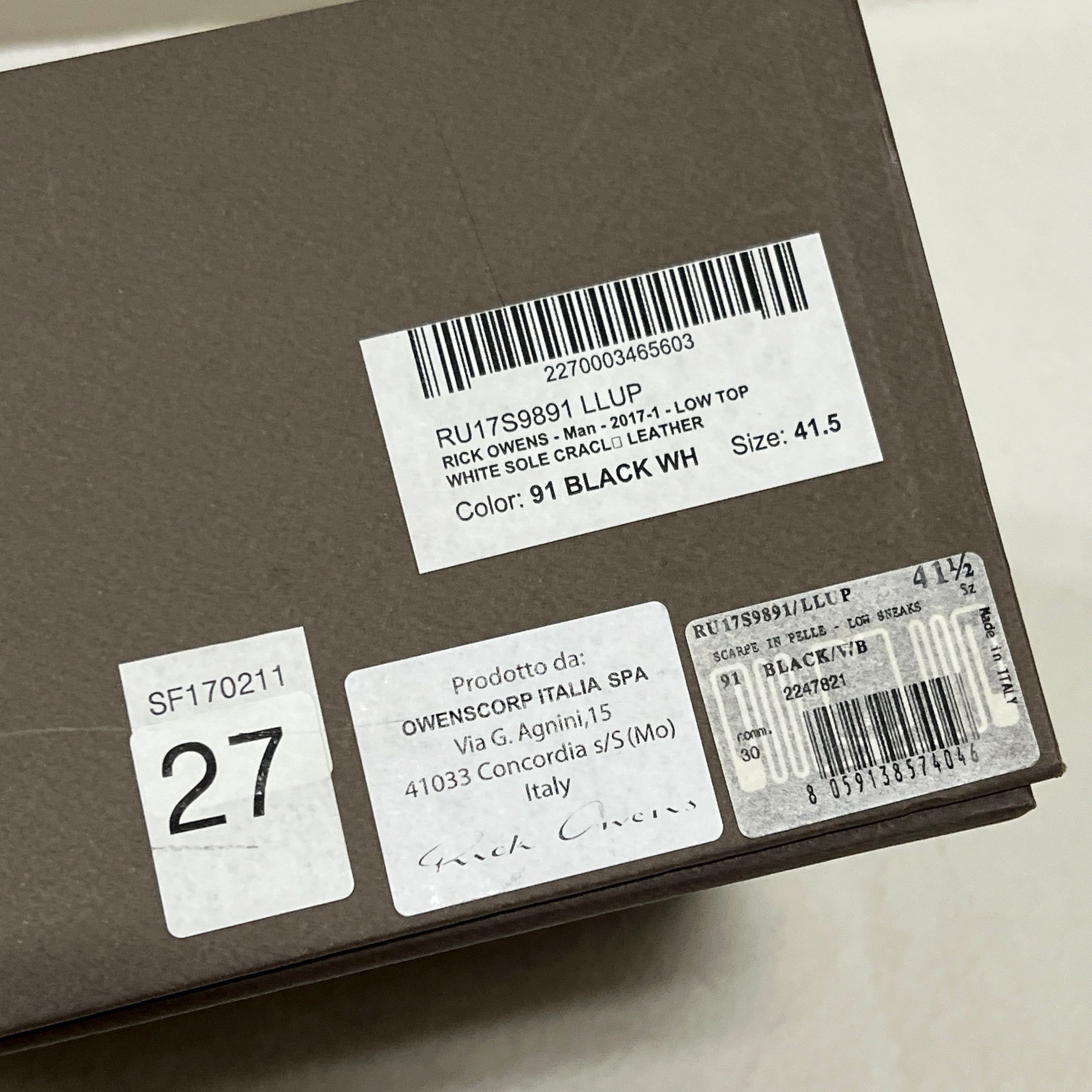 Rick Owens Rick Owens SS17 SCARPE IN PELLE LOW SNEAKERS BLACK/WB Size US 8.5 / EU 41-42 - 7 Thumbnail