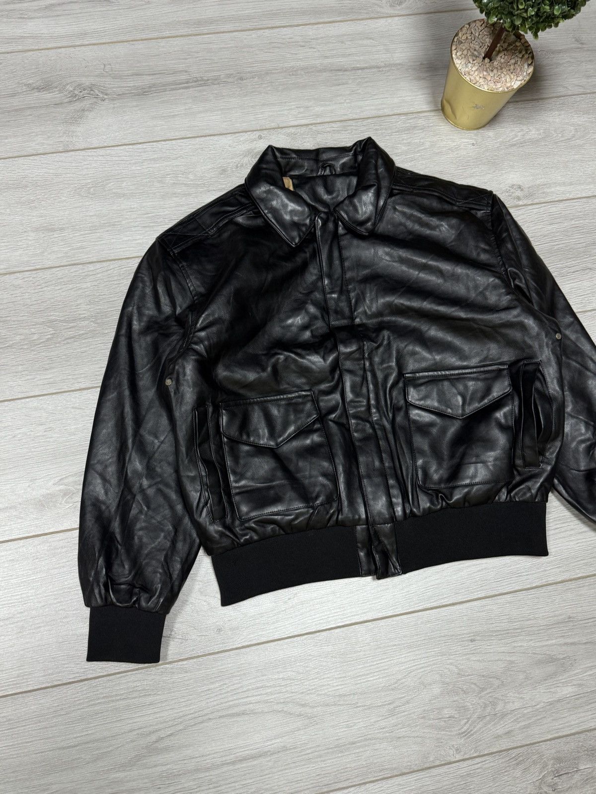 Vintage USA flag 🇺🇸 Eco leather flying vintage zip bomber jacket Size US M / EU 48-50 / 2 - 2 Thumbnail
