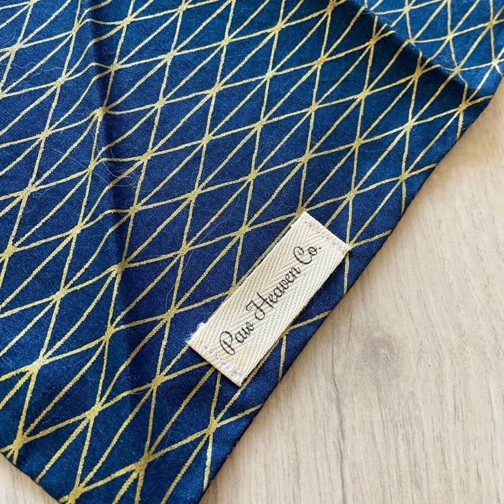 Designer Paw Heaven Co Blue and Gold Dog Bandana Size ONE SIZE - 2 Thumbnail