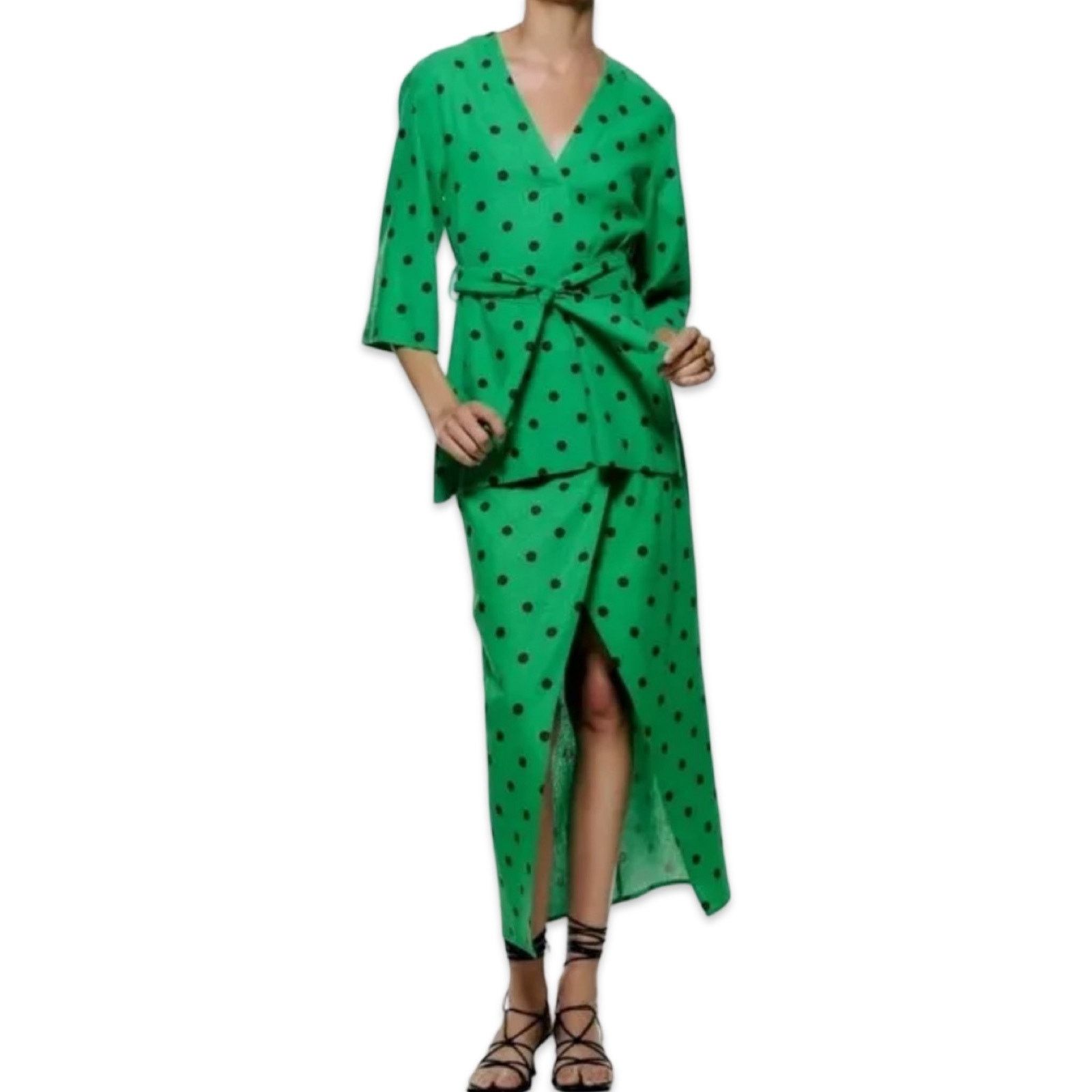 zara satin polka dot dress Zara Dresses | Zara Ruffled Polka Dot Satin Effect Dress Black & White Xs  Nwt | Color: Black/White