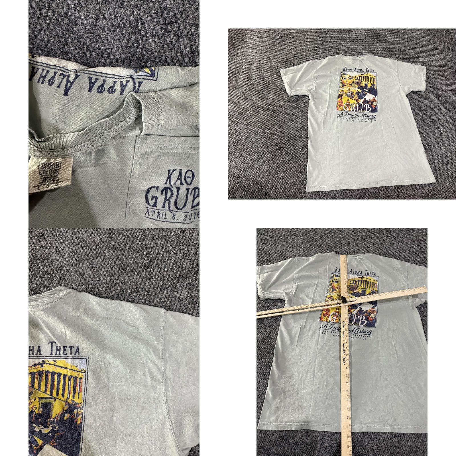 Comfort Colors Comfort Colors Shirt Mens M Green KAΘ Grub APRIL 8, 2016 Graphic T-Shirt Greek Life College Back Print Ladies? Mens Size US M / EU 48-50 / 2 - 8 Thumbnail