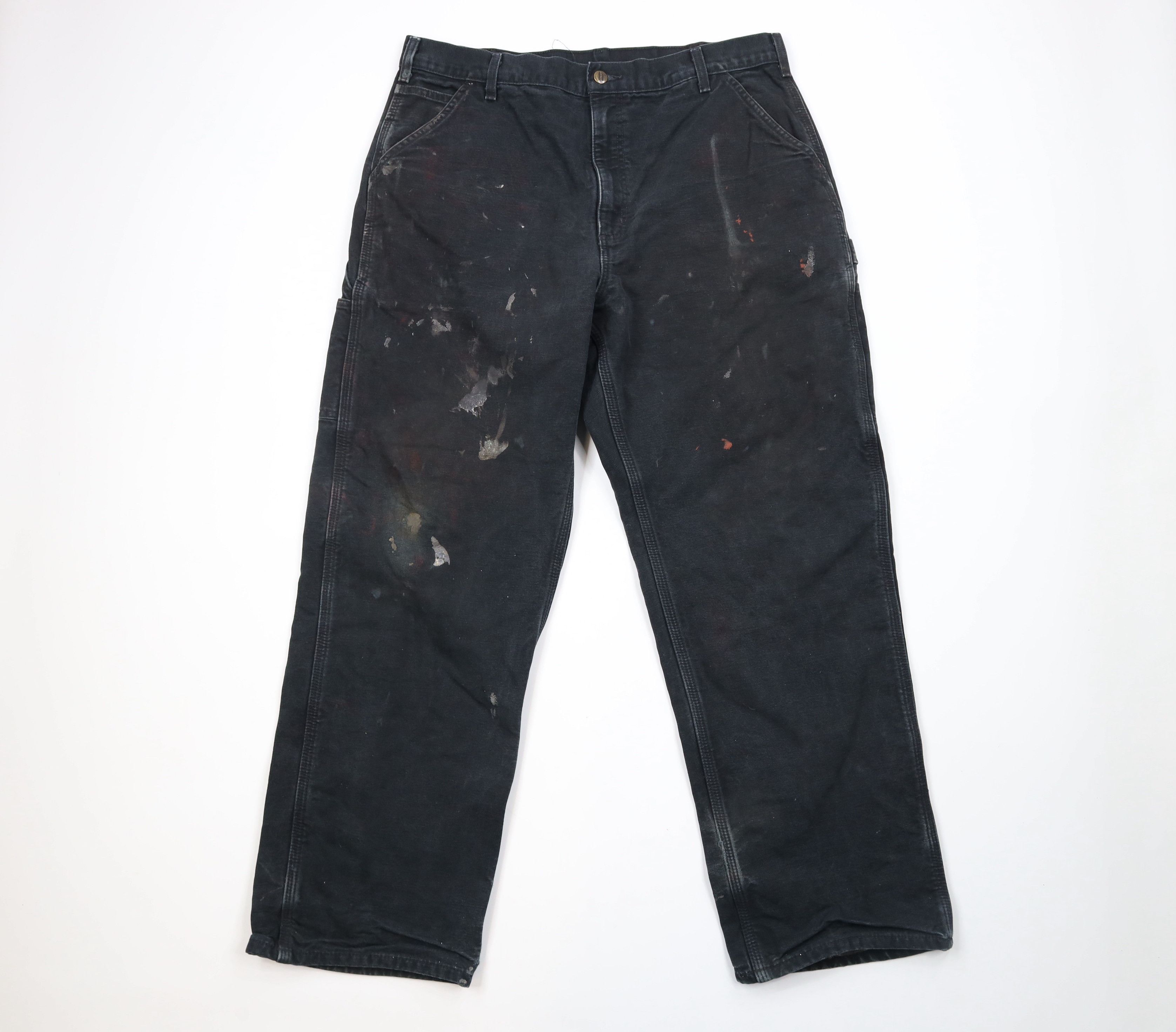 Vintage Carhartt Out Flannel Lined Wide Leg Pants Black
