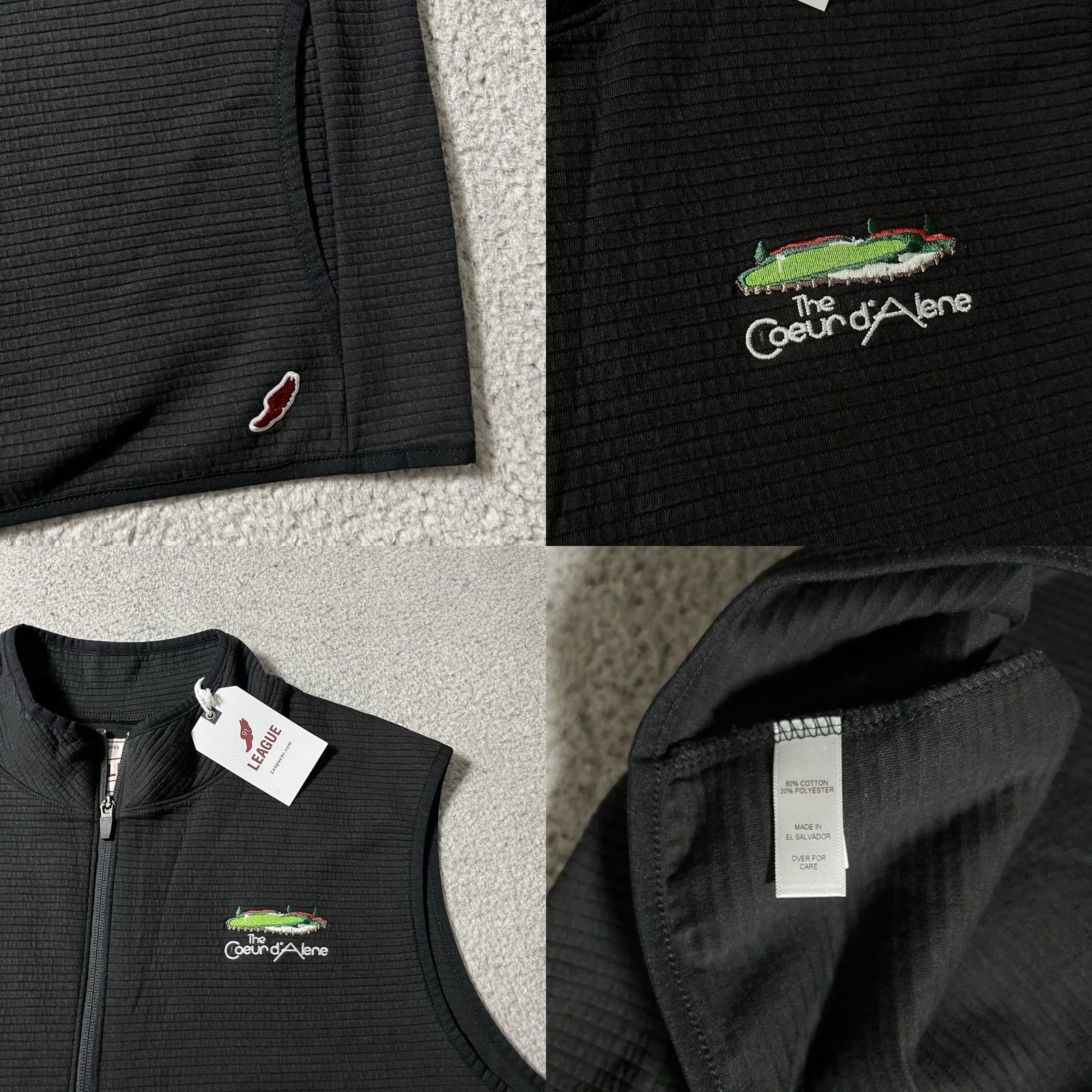 Vintage 91 League Vest XL Black The Coeur D Alene Golf Club Logo Jacket Full Zip Mens Windbreaker Size US XL / EU 56 / 4 - 8 Thumbnail