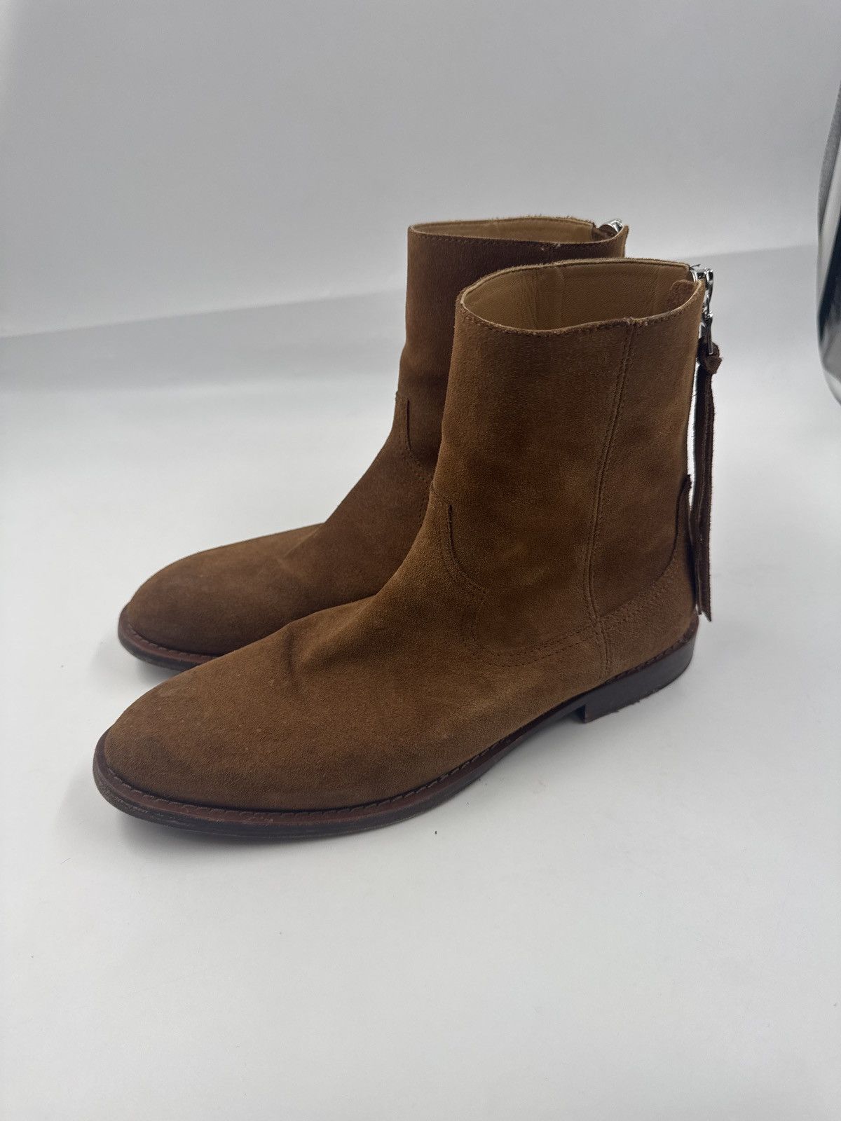 AMIRI stack boots スエードサイドジップブーツ Amiri Men's Black Waxed Leather Side Zipped Stack Boots Size
