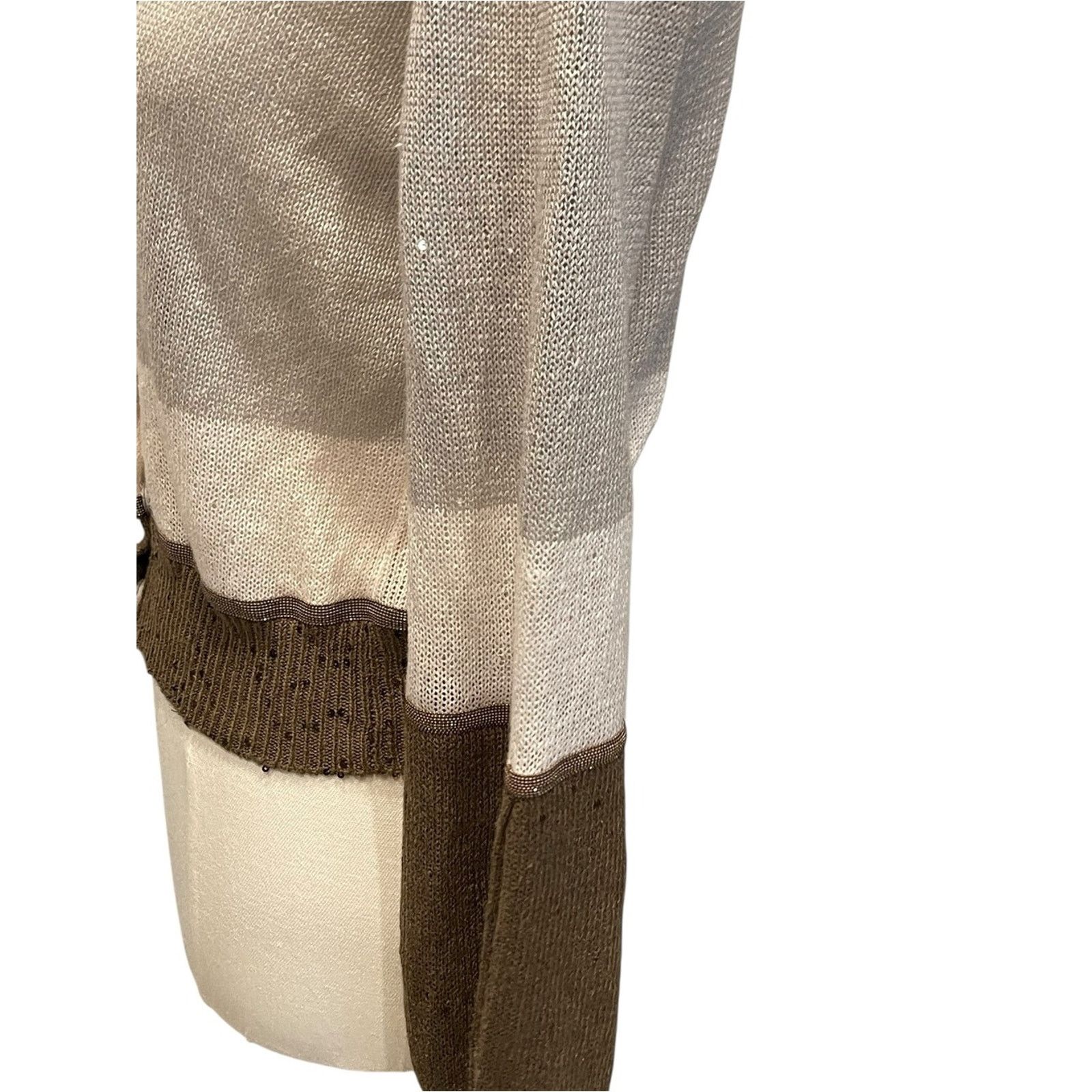 Brunello Cucinelli Brunello Cucinelli Brown Colour Block Sequin Cardigan Size:S Size S / US 4 / IT 40 - 4 Thumbnail