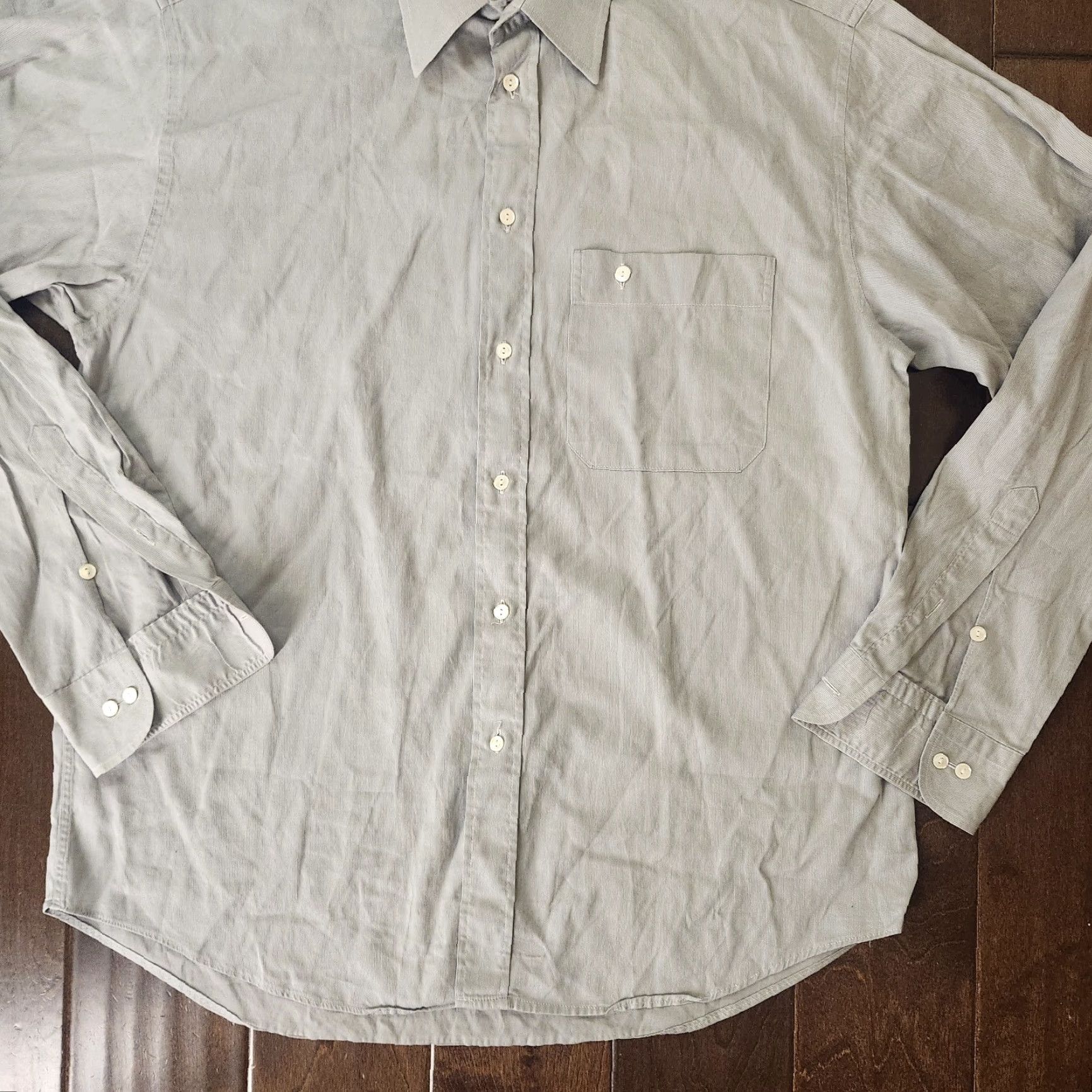 Eton ETON Royal Twisted Super Cotton Dress Shirt Mens 40 L Gray Long Sleeve Size 40R - 5 Thumbnail