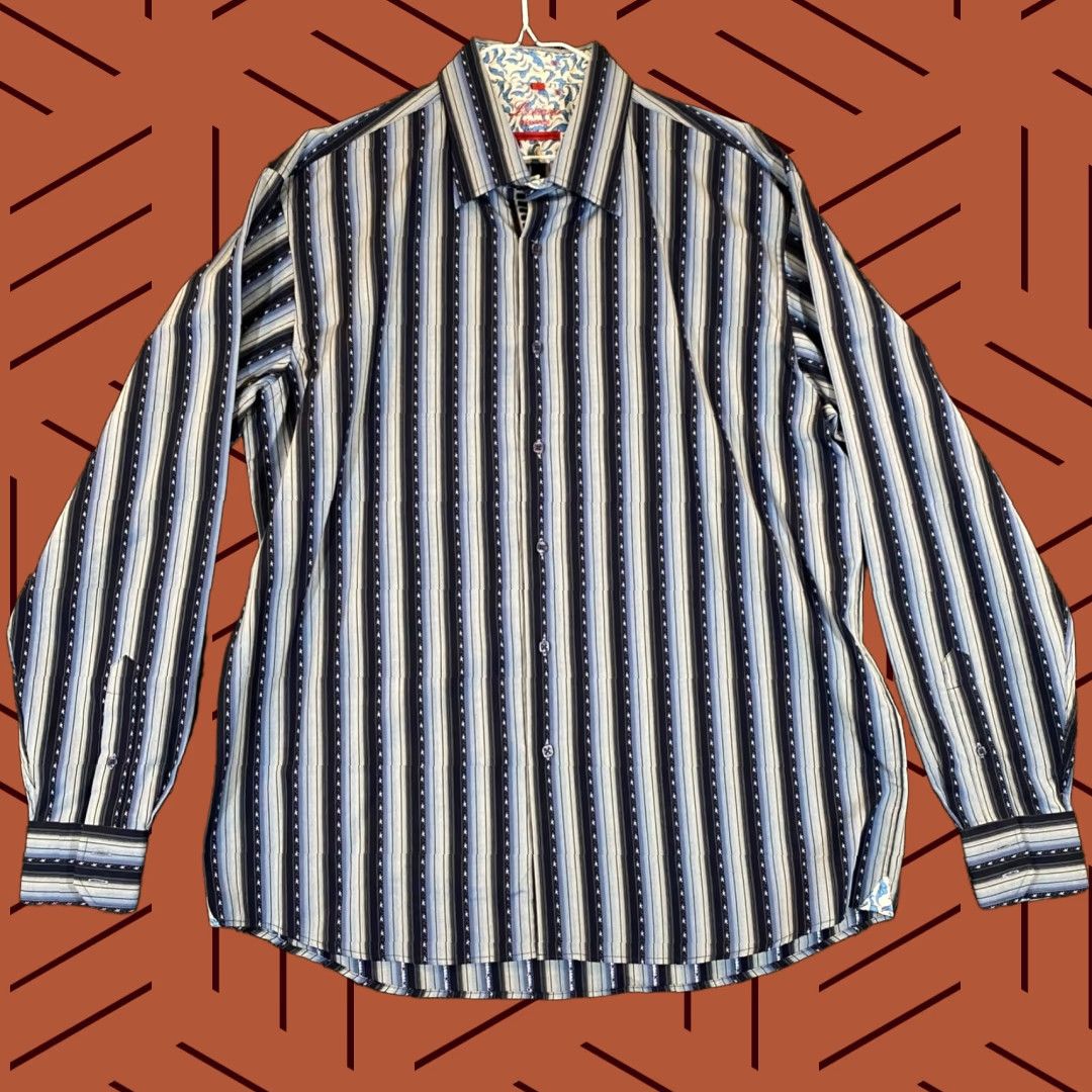 Luchiano Visconti Luchiano Visconti Shirt Mens XL Blue Striped Western Button Up Outdoors L/S Shirt Button-Up Casual Mens XL Blue Striped Western Luchiano Visconti Size US XL / EU 56 / 4 - 1 Thumbnail
