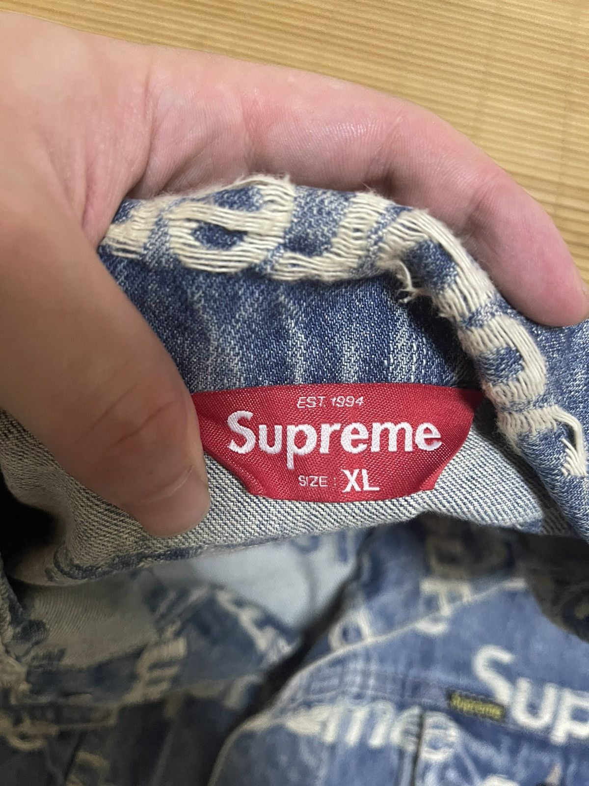 Supreme Supreme frayed logos denim trucker work jacket size xl Size US XL / EU 56 / 4 - 3 Thumbnail