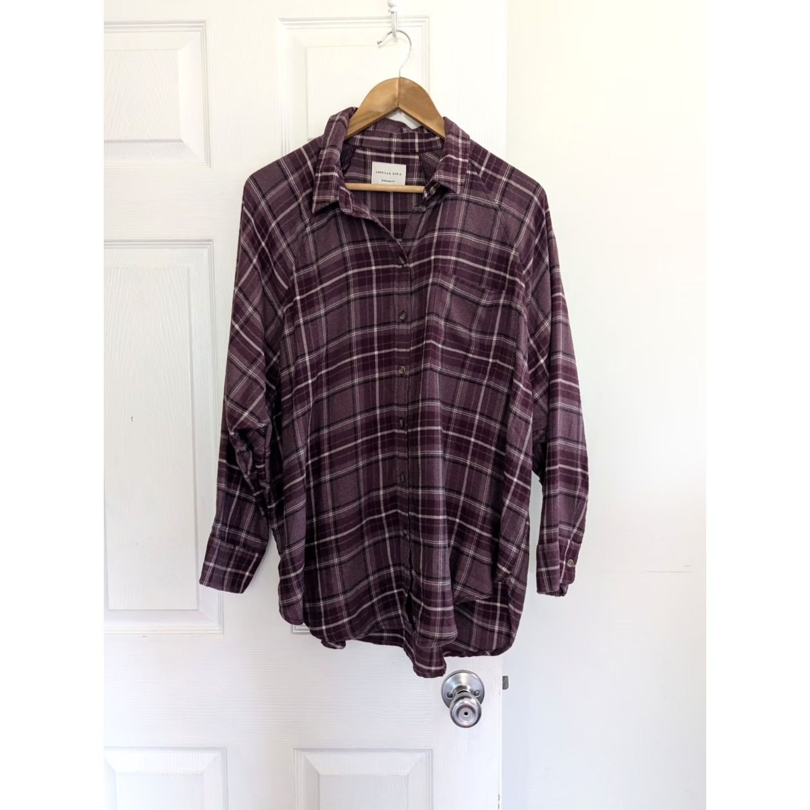 American Eagle Outfitters American Eagle Outfitters Button-Up Shirt Women M Multicolor Plaid Flannel Oversized Casual Long Sleeve 100% Cotton Size M / US 6-8 / IT 42-44 - 2 Thumbnail