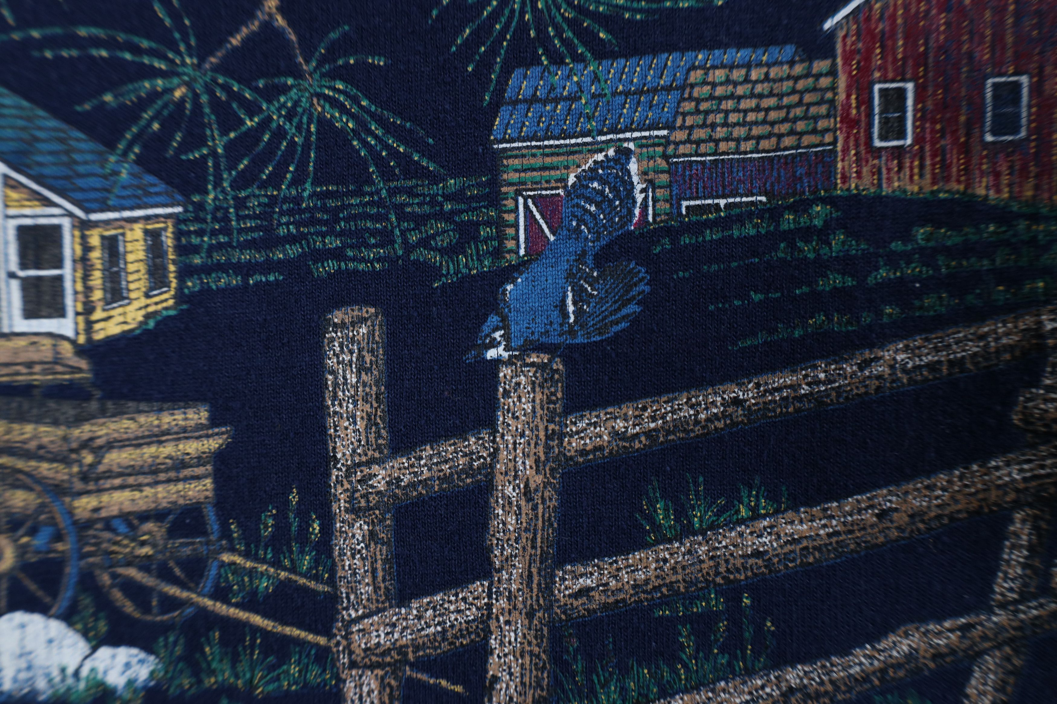 Vintage Vintage 90s Country Primitive Farmhouse T-Shirt Blue USA Size L / US 10 / IT 46 - 7 Thumbnail