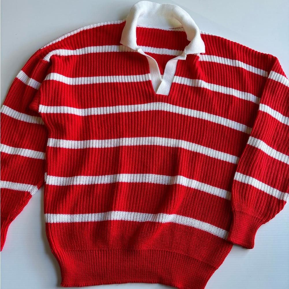 Designer Vintage Striped Knitted Sweater Size L / US 10 / IT 46 - 1 Thumbnail