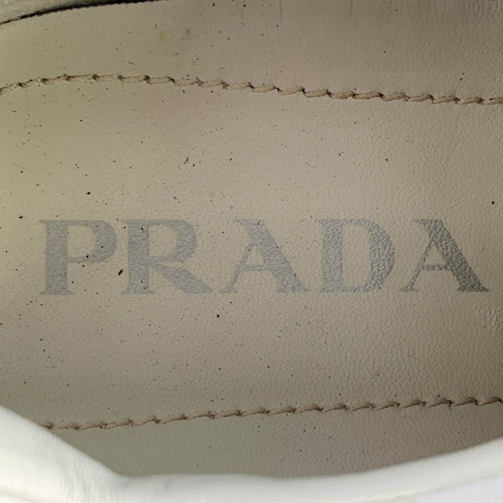 PRADA Size 8 White Leather Quilted Low Top Sneakers