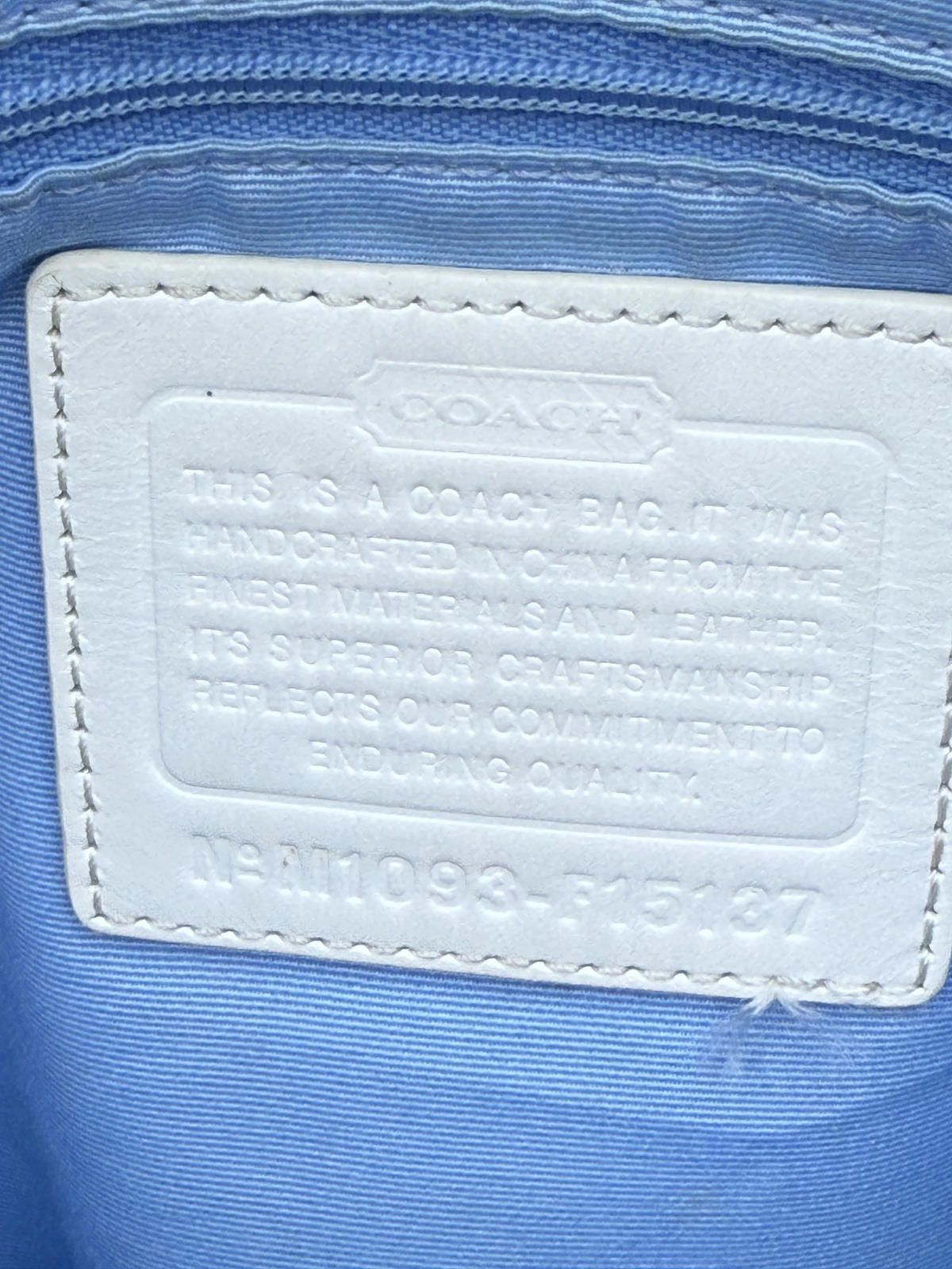 Coach Coach Signature Blue White Tote Bag Jacquard Canvas Leather Size ONE SIZE - 4 Thumbnail