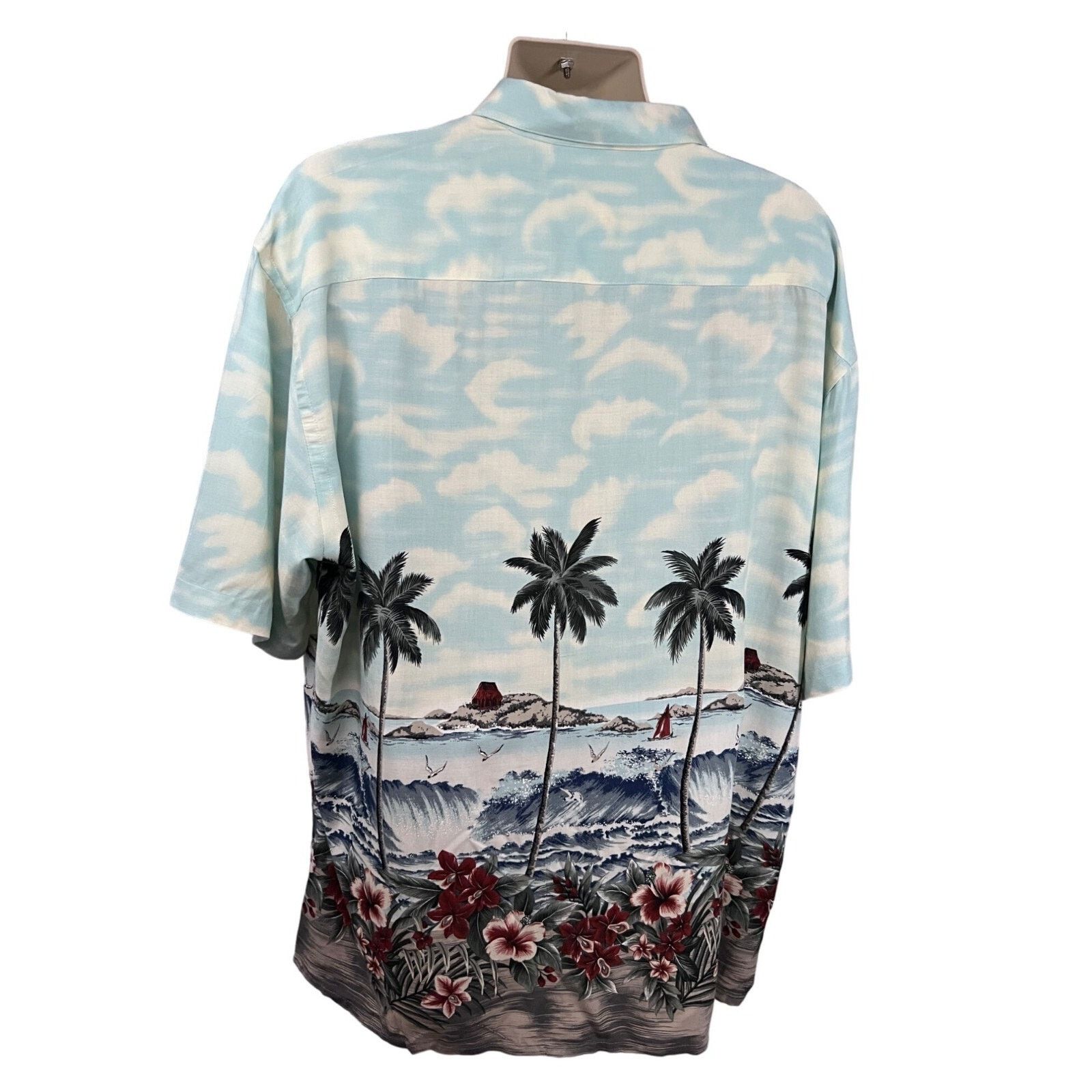 Vintage Vintage Blue Floral Hawaiian Button Up Shirt XL Pocket Size US XL / EU 56 / 4 - 2 Thumbnail