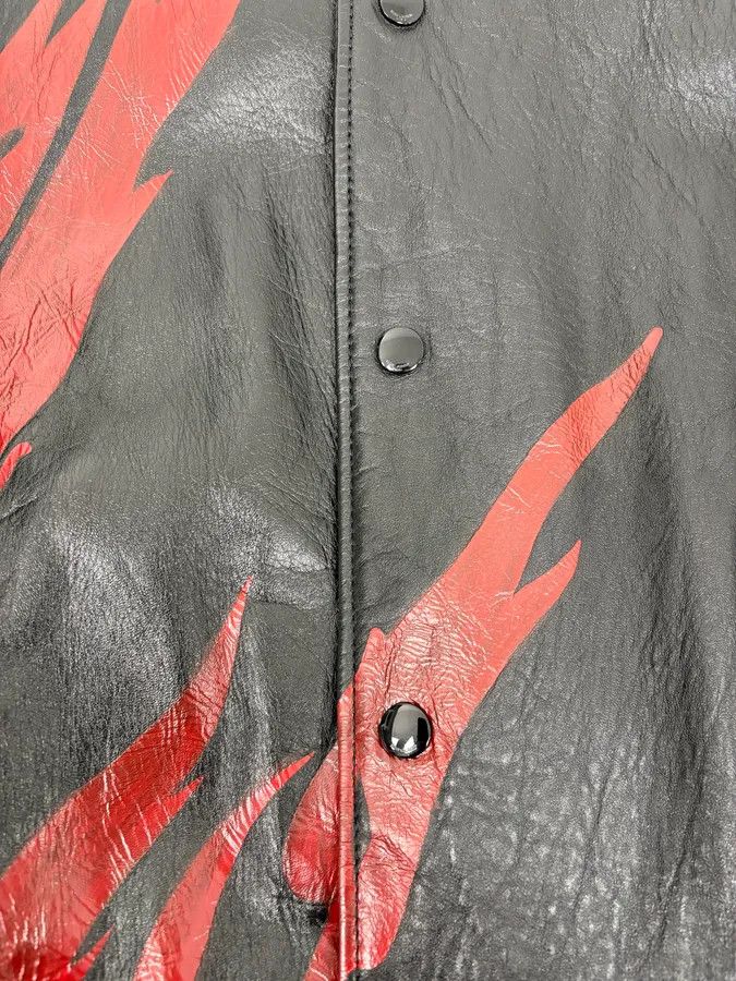 Saint Laurent Paris FW2017 Saint Laurent Red Flames Black Leather Bombers Jacket Size US L / EU 52-54 / 3 - 10 Thumbnail