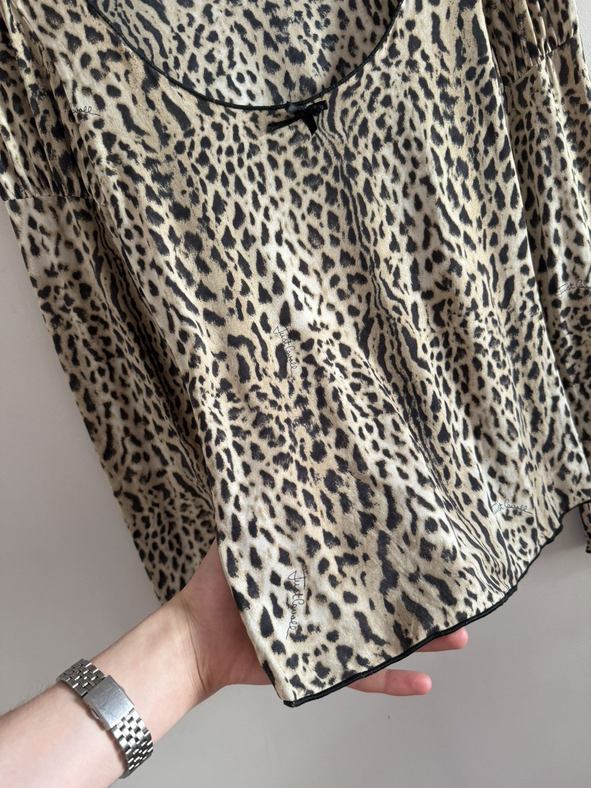Just Cavalli Just Cavalli Y2K Leopard Print Mesh Long Sleeve Top Size M / US 6-8 / IT 42-44 - 6 Thumbnail
