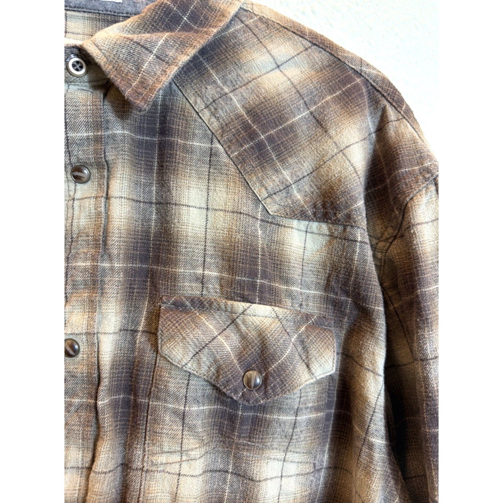 Cody James Cody James Mens 2XL Long Sleeve Pearl Snap Flannel Brown Plaid Shirt Cotton Size US XXL / EU 58 / 5 - 5 Thumbnail