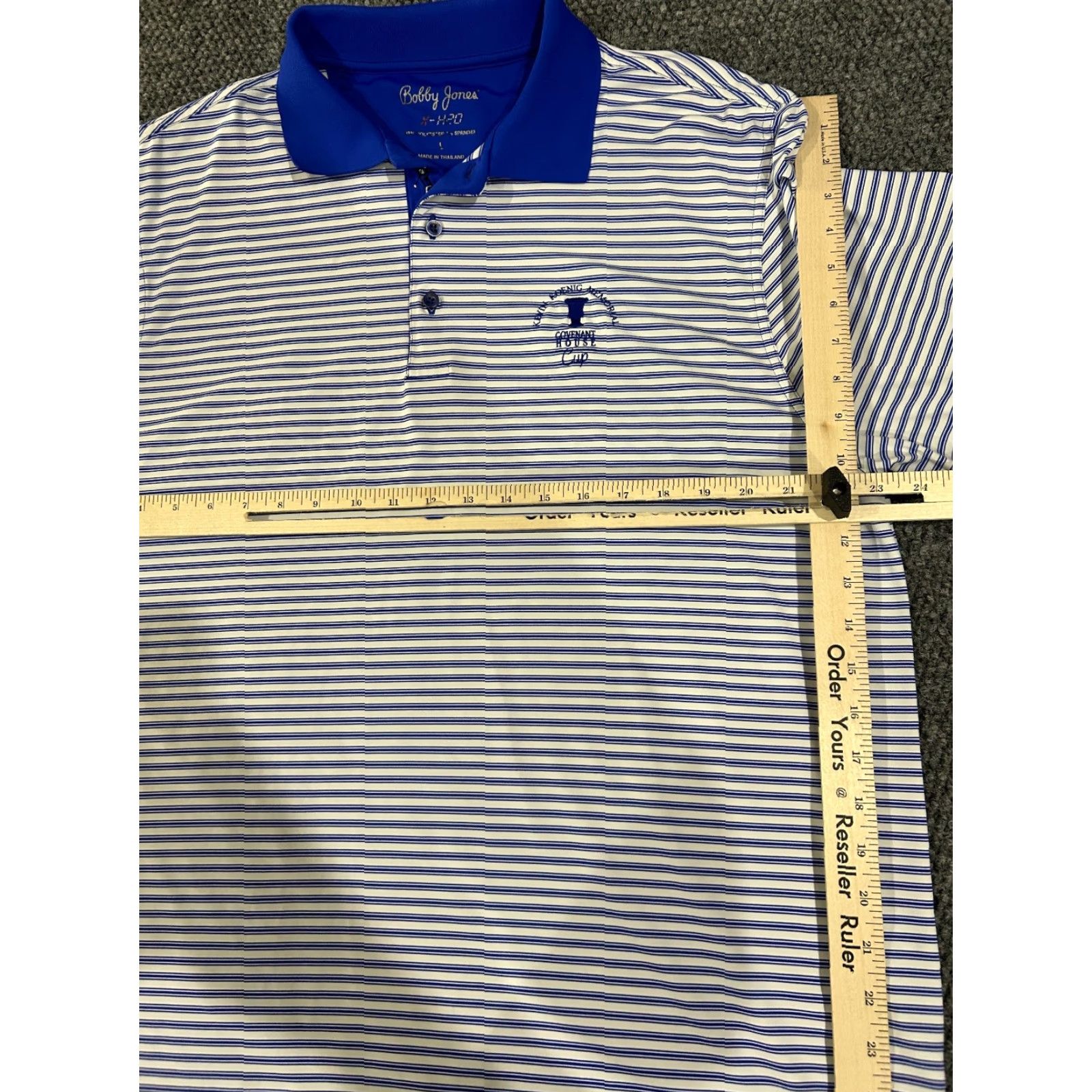 Vintage Bobby Jones Polo Shirt Mens L Blue Striped Performance Stretch Casual Golf Shirt Mens Size L Blue Striped Polo Size US L / EU 52-54 / 3 - 4 Thumbnail