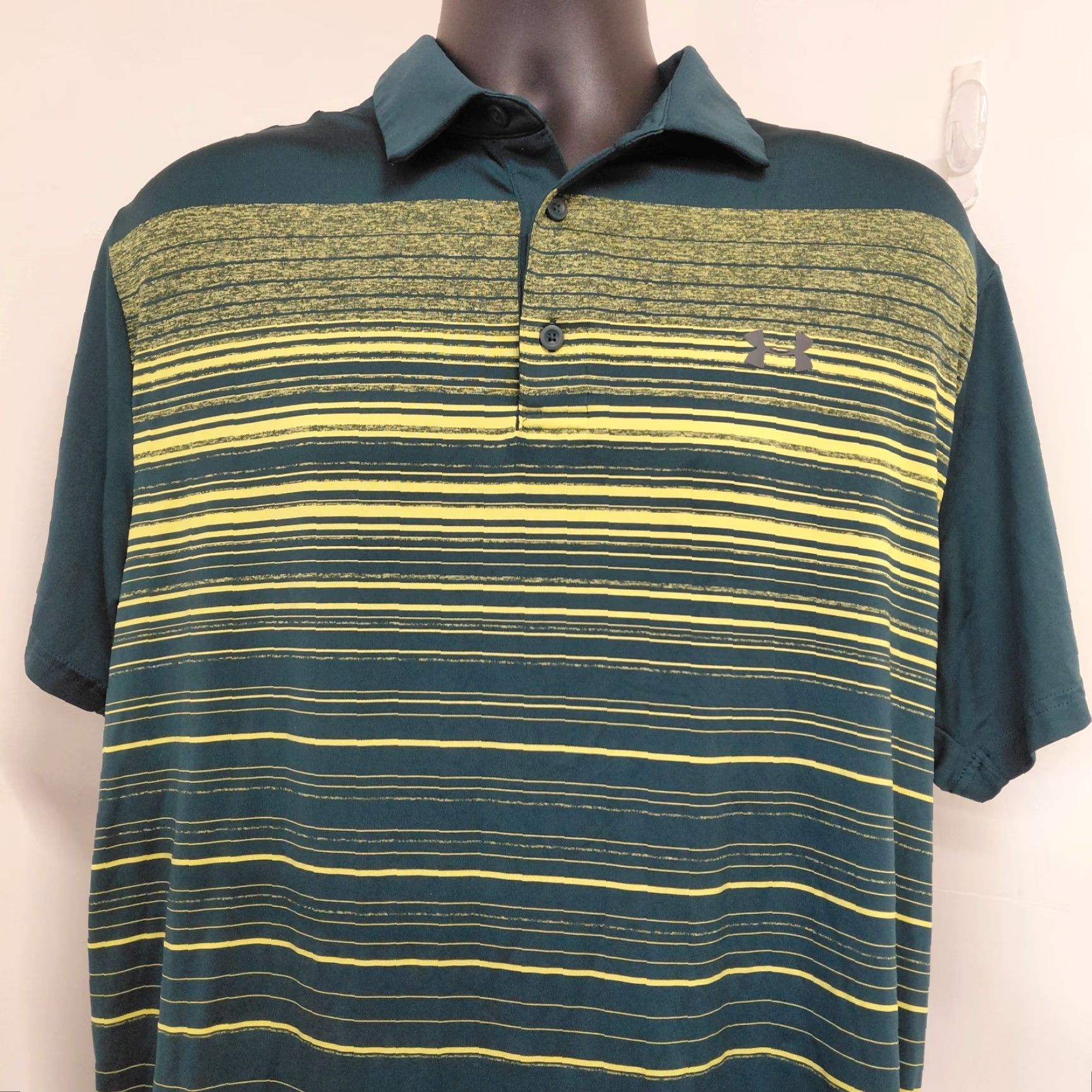 Under Armour Under Armour Golf Shirt Mens XL Green HeatGear Performance Polo Striped Polo Shirt Mens XL Green HeatGear Logo Striped Mens Nike? Size US XL / EU 56 / 4 - 4 Thumbnail