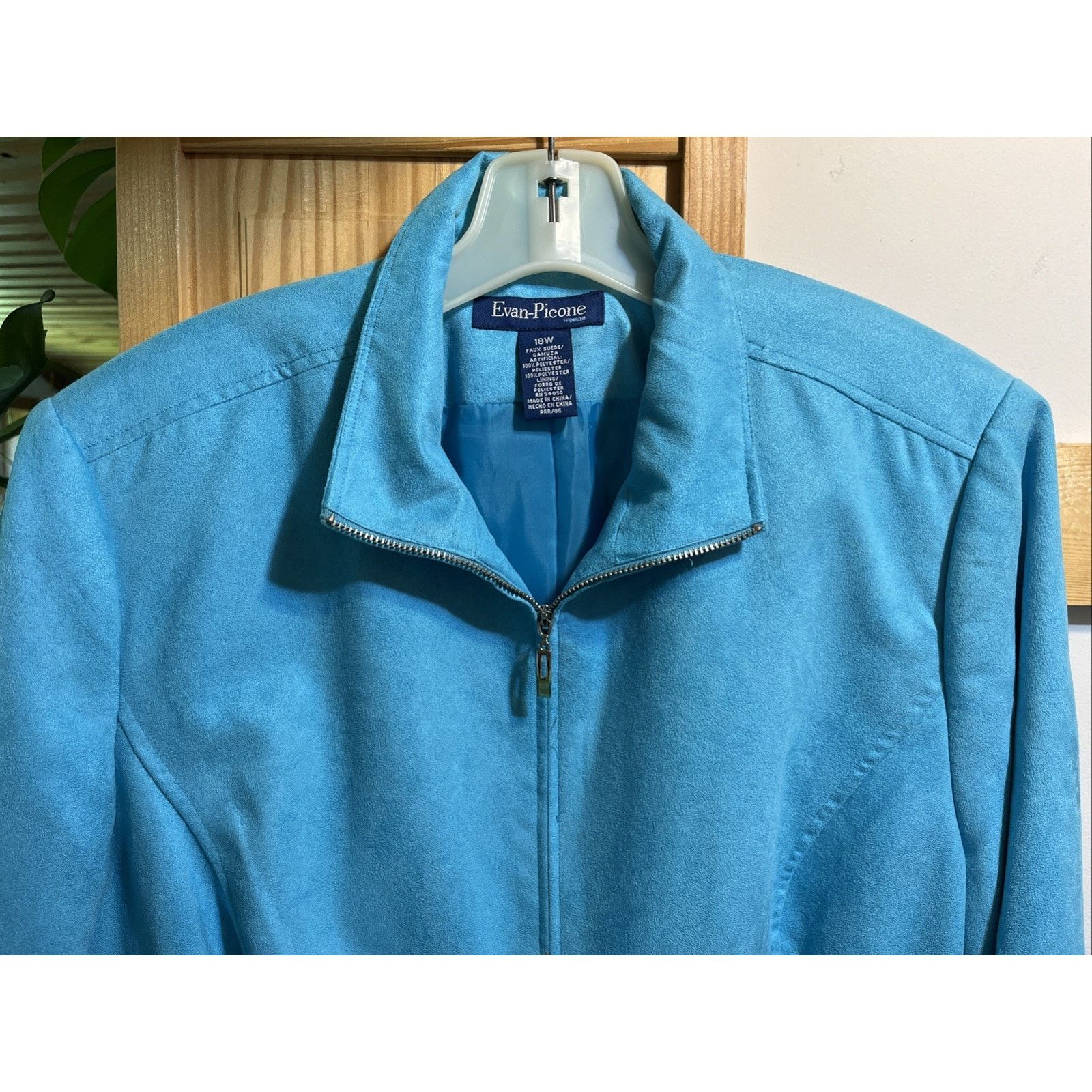 Evan Picone Evan Picone WOMEN’s Size 18 Full Zip Faux Suede Blue Jacket Size XXL / US 16-18 / IT 52-54 - 4 Thumbnail