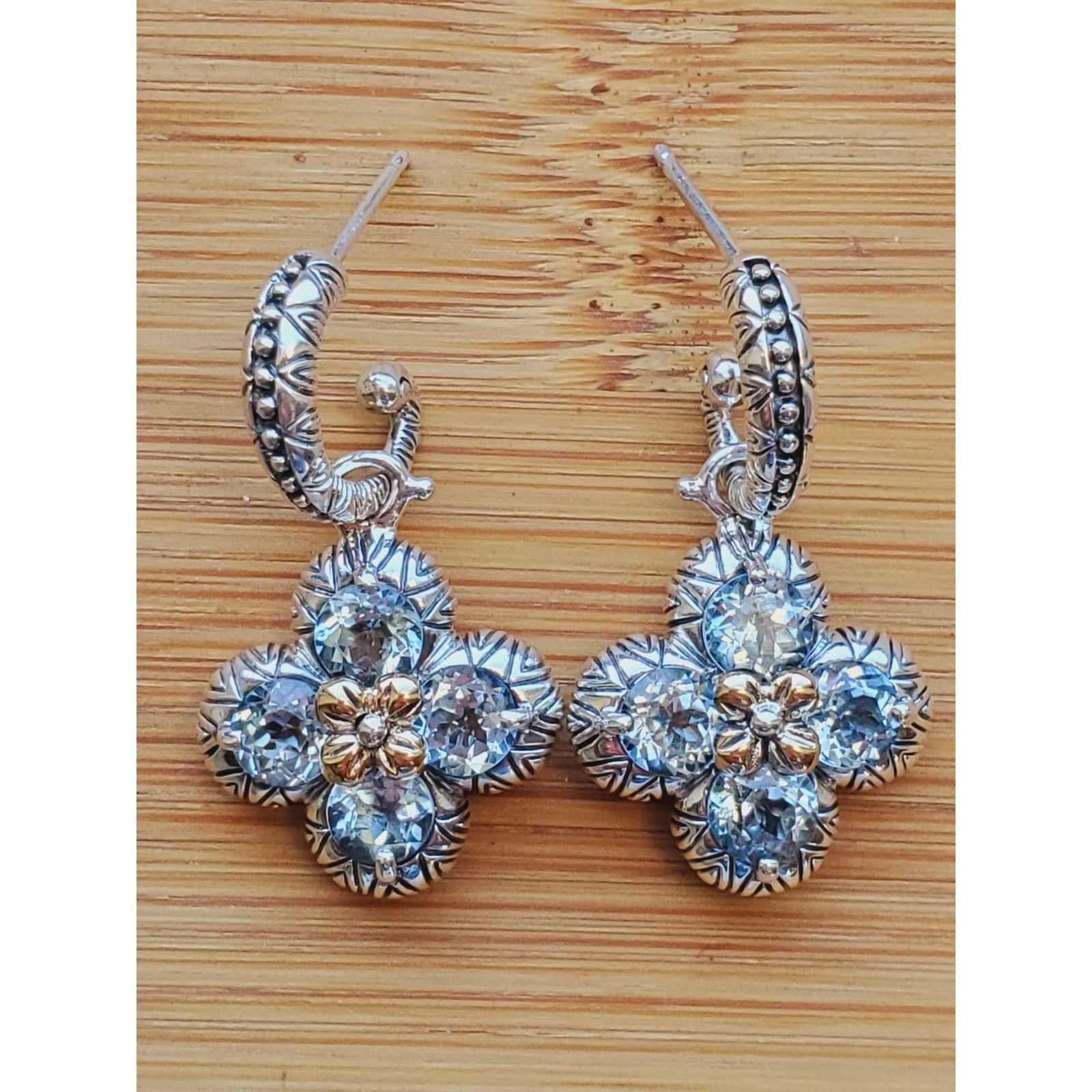 Jewelry Barbara Bixby Blue Topaz Flower Shepherds Hook Earrings Size ONE SIZE - 2 Thumbnail