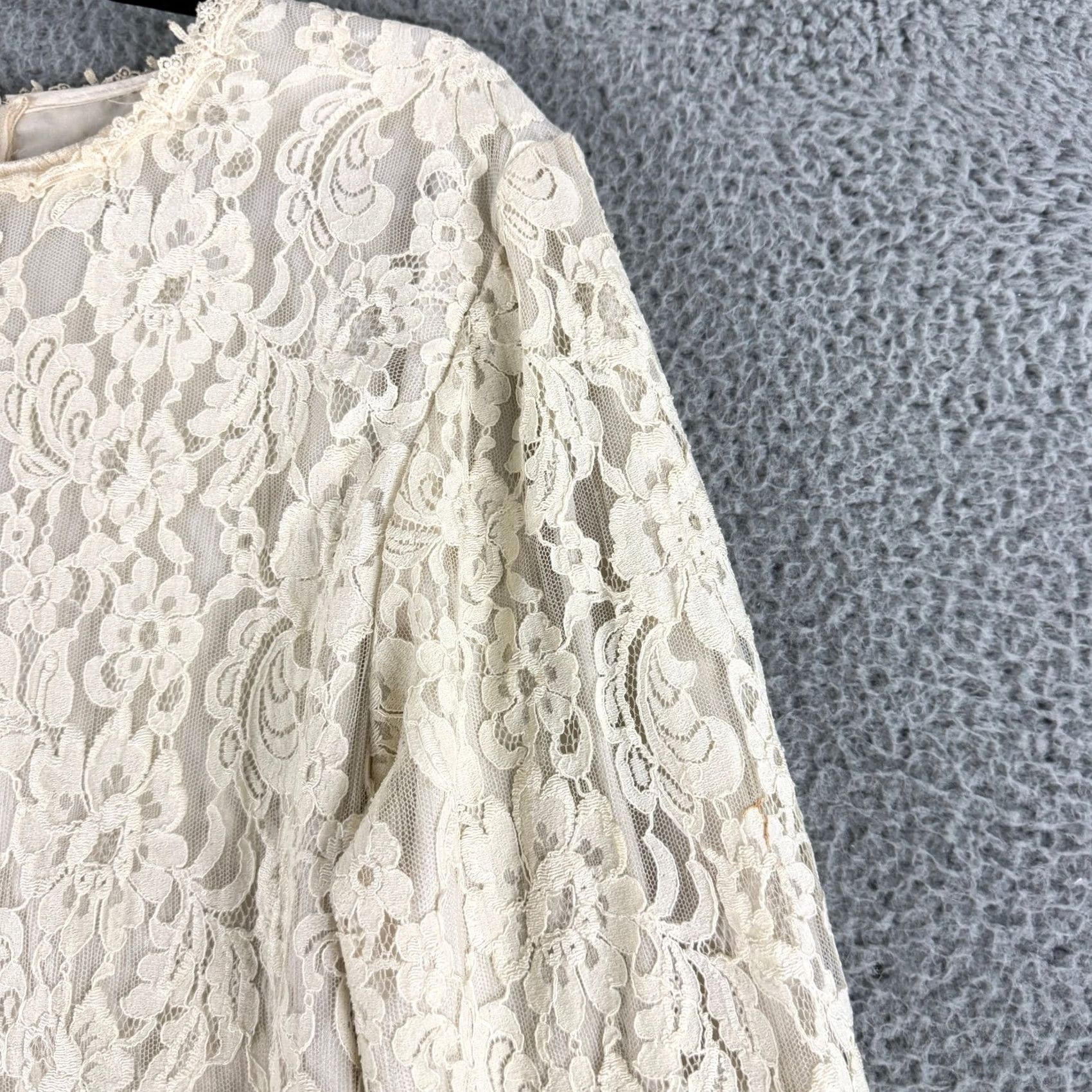 Jessica McClintock VINTAGE Jessica McClintock Lace Dress Womens 10 Long Sleeve Ivory Floral Bride Formal Wedding Dress Size L / US 10 / IT 46 - 3 Thumbnail