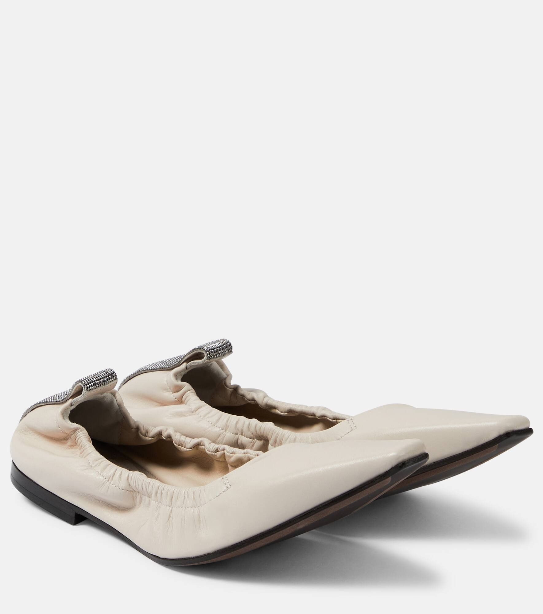 Brunello Cucinelli o1w1db10825 Pair Of Ballet Flats in Open White Size US 6 / IT 36 - 2 Thumbnail