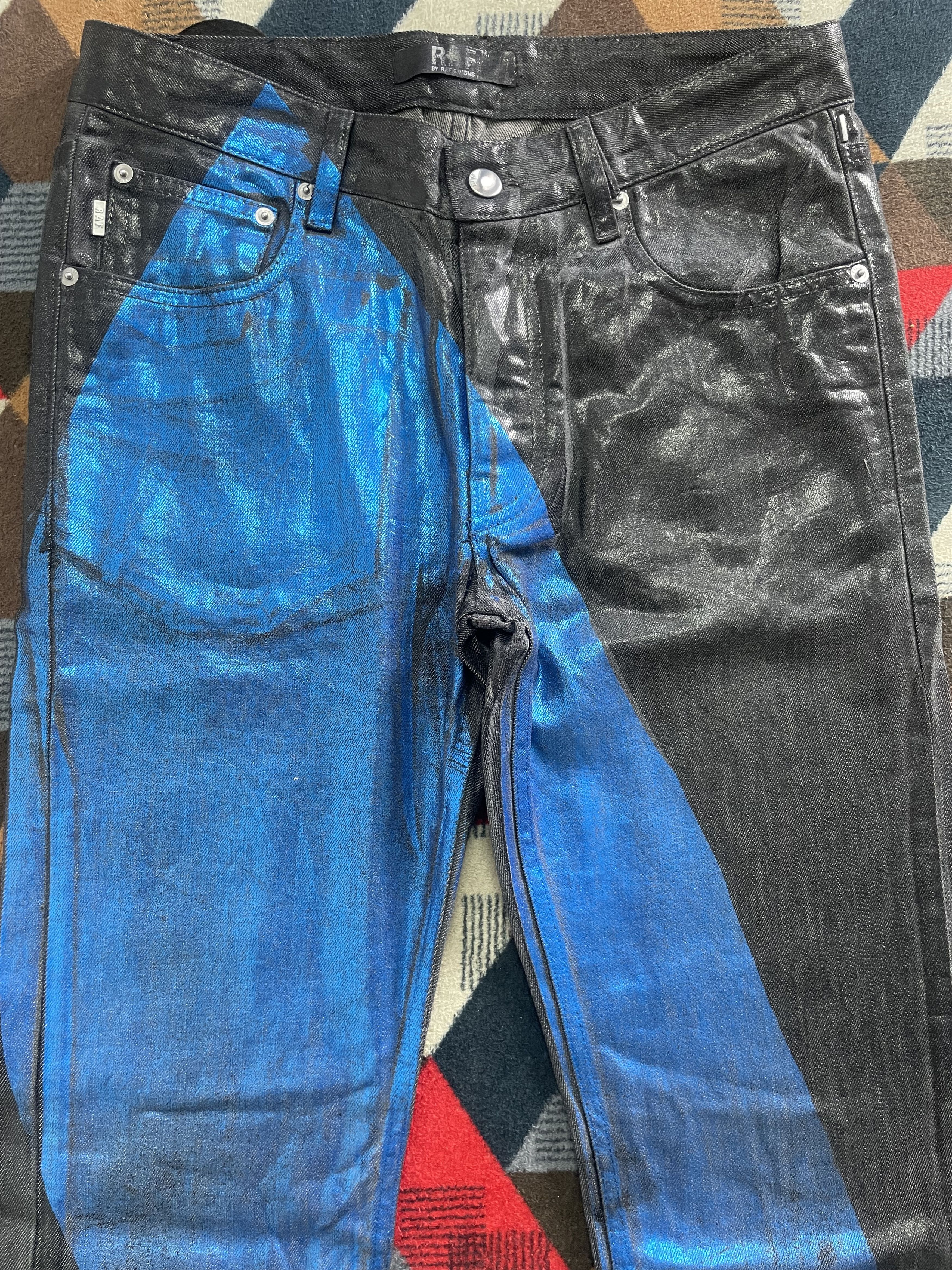Raf Simons Raf Simons Waxed Coated Blue Painted Denim Size US 32 / EU 48 - 2 Thumbnail
