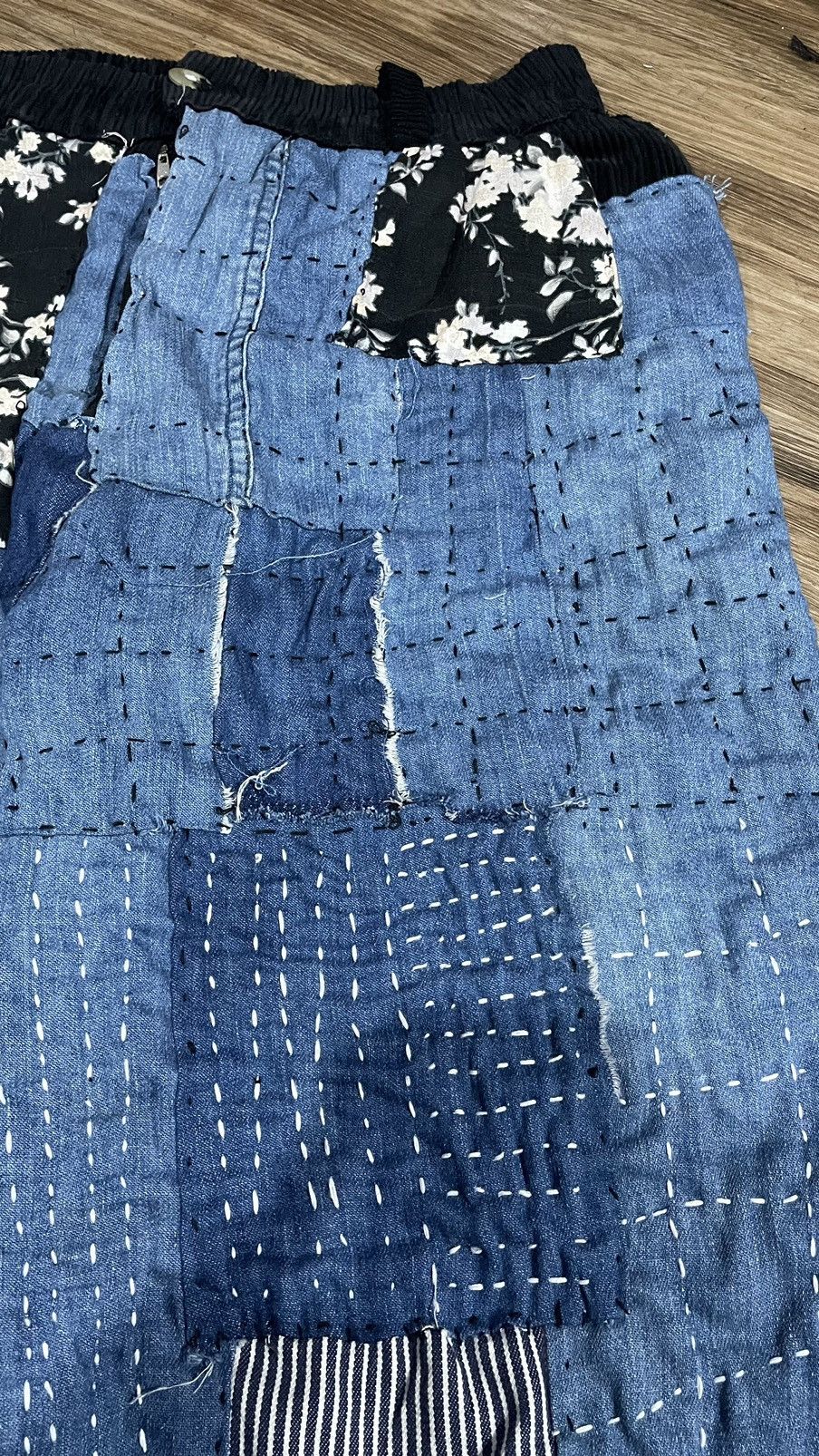Handmade Sashiko Boro wide leg Handmade Japan USA Fabric Size US 34 / EU 50 - 3 Thumbnail