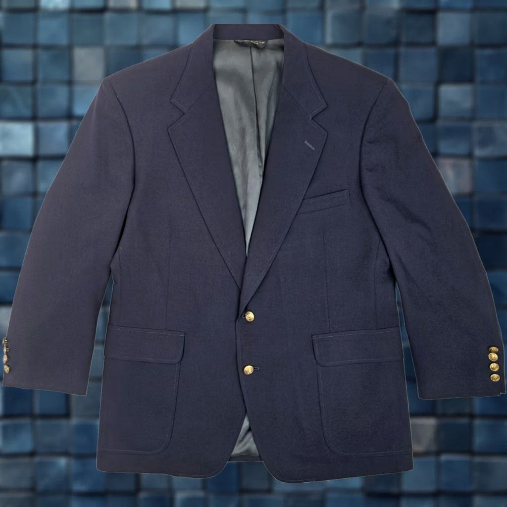 Vintage VINTAGE J. Peterman Co. Pure Wool Sport Coat Navy Blue 44R 2-Button Lined Blazer Men Dress Coat Jacket Sport Coat Size 44R - 1 Thumbnail