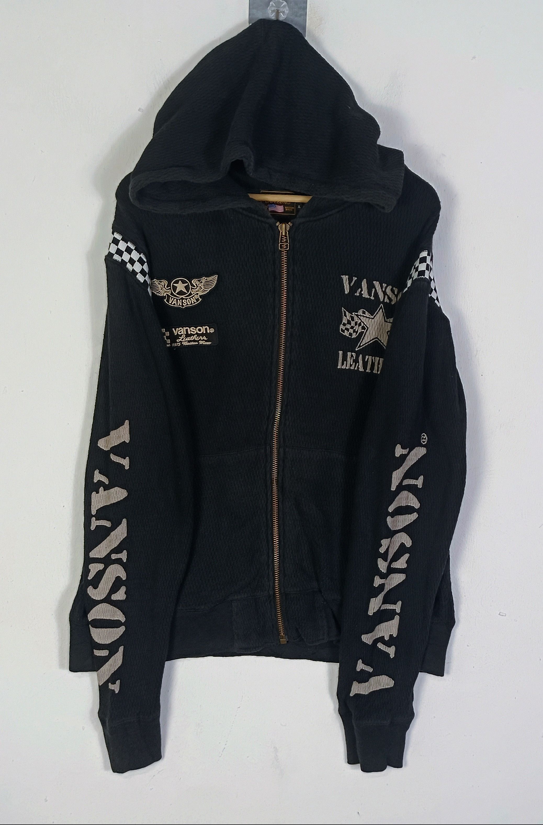 Vanson Leathers Boston Mass Motorcyle Zip Up Hoodie