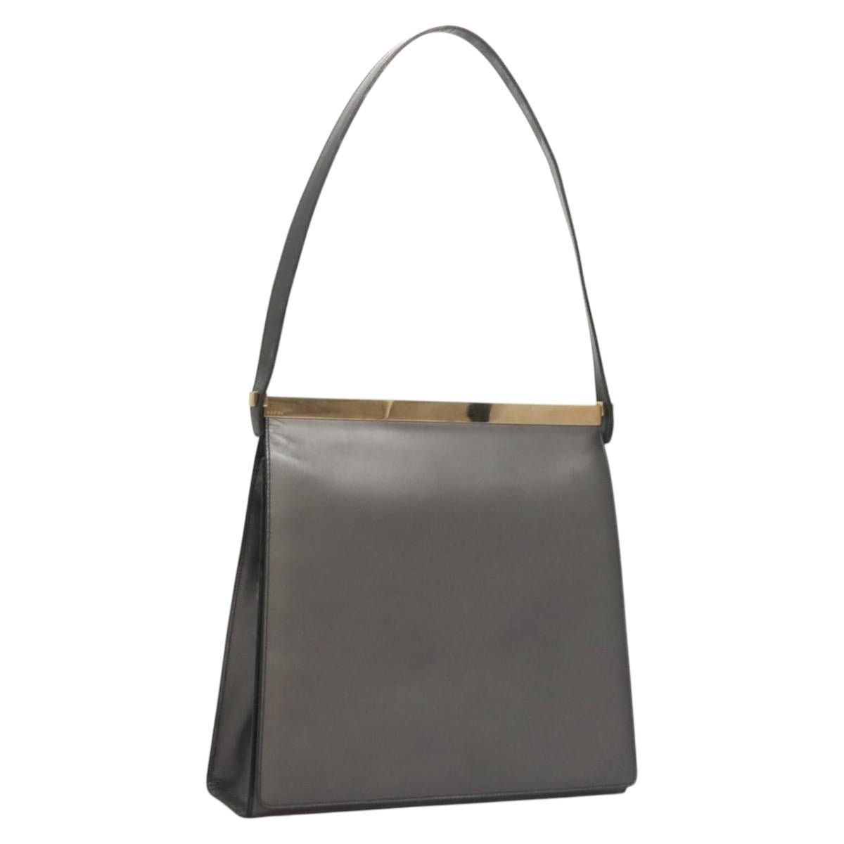 GUCCI Shoulder Bag Leather Brown Gold