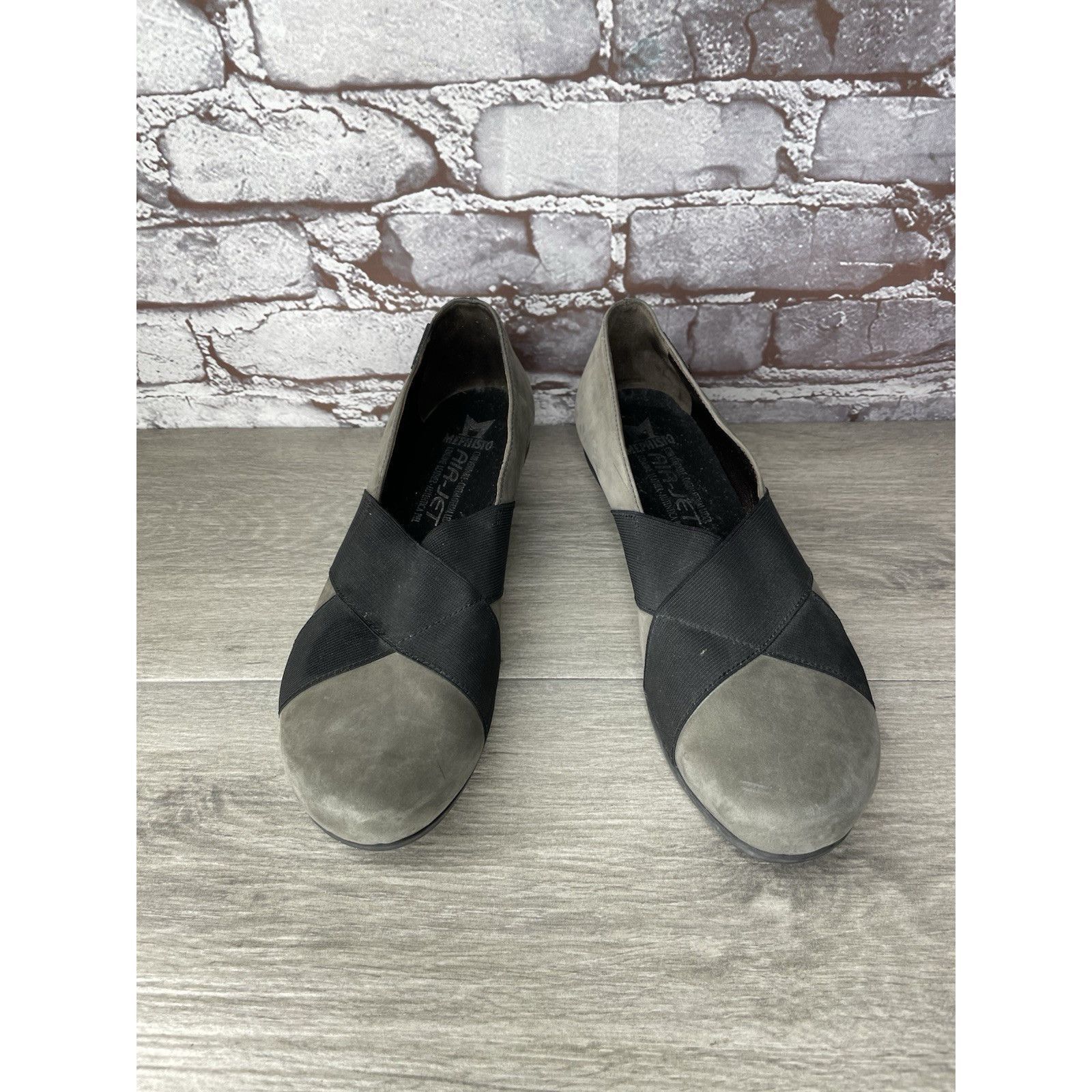 Mephisto Mephisto Aline Gray Nubuck Leather Black Strap Wedge Shoes W Size US 8.5 / IT 38.5 - 16 Thumbnail