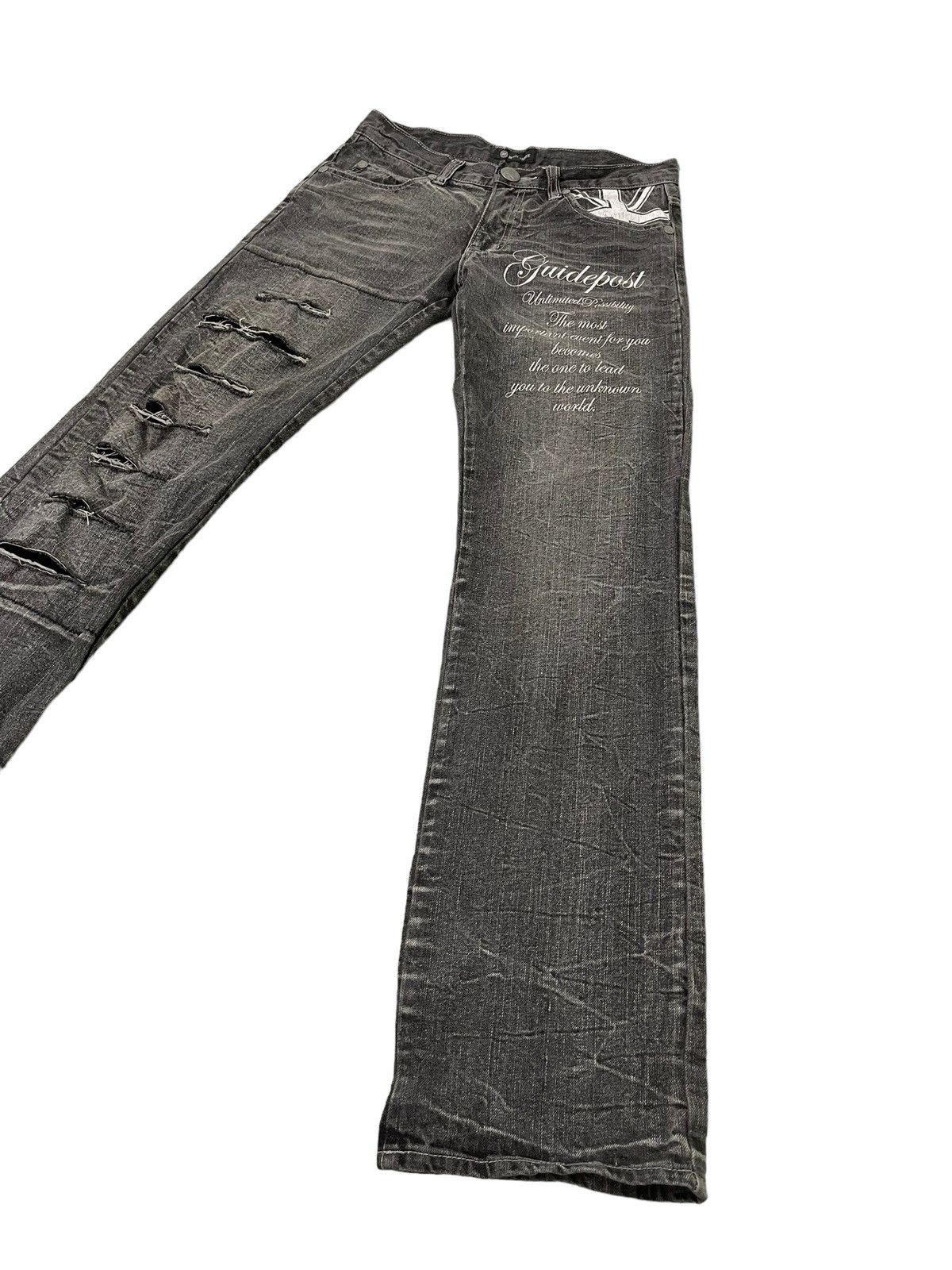 Japanese Brand Distress Jeans Root Three Regular Straight 6🟦3 Size US 31 - 3 Thumbnail
