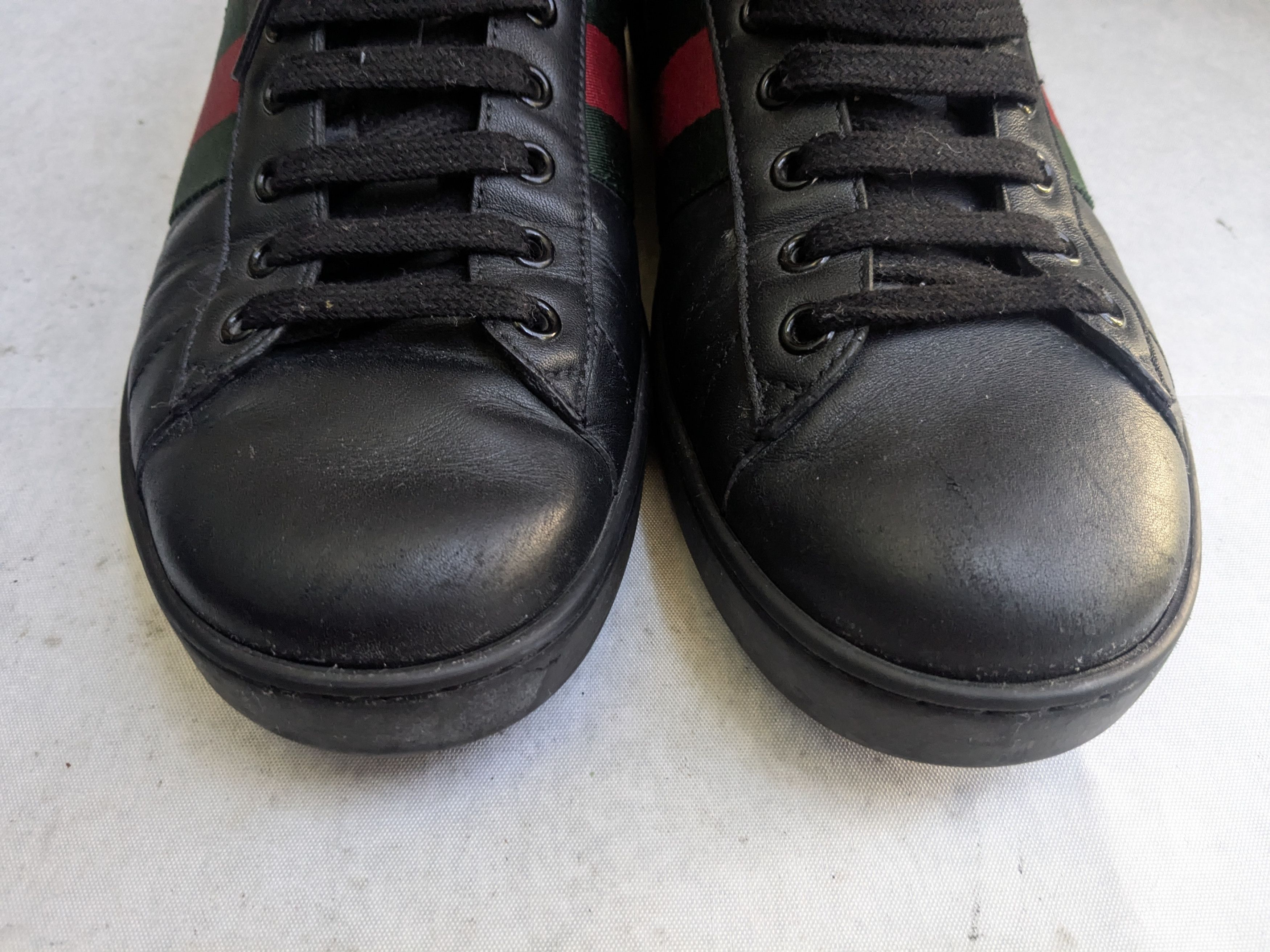 Gucci Gucci Ace Sneakers Black 9 Web Leather Low Tops Size US 9 / EU 42 - 3 Thumbnail