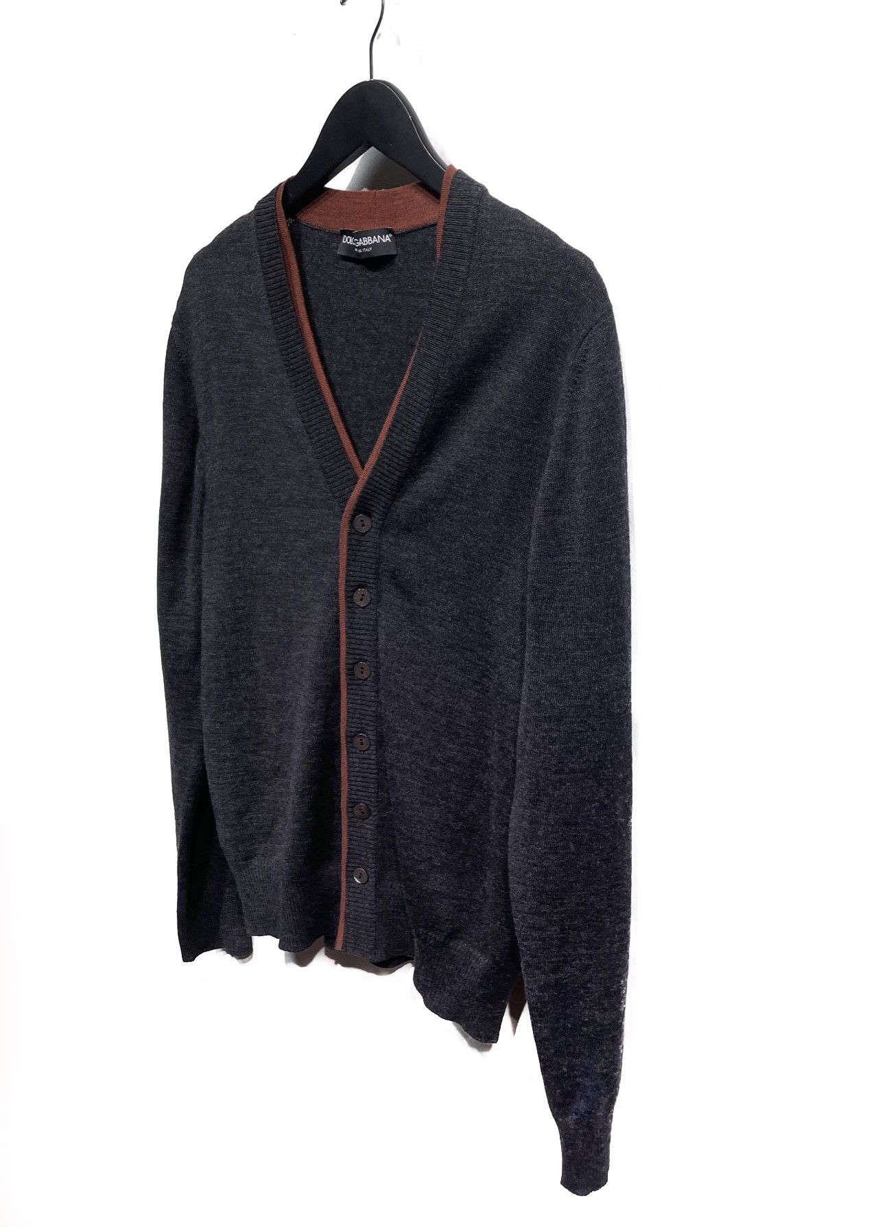 Dolce & Gabbana Dolce & Gabbana Charcoal Grey Rust Accent Wool Cardigan Size US S / EU 44-46 / 1 - 2 Thumbnail