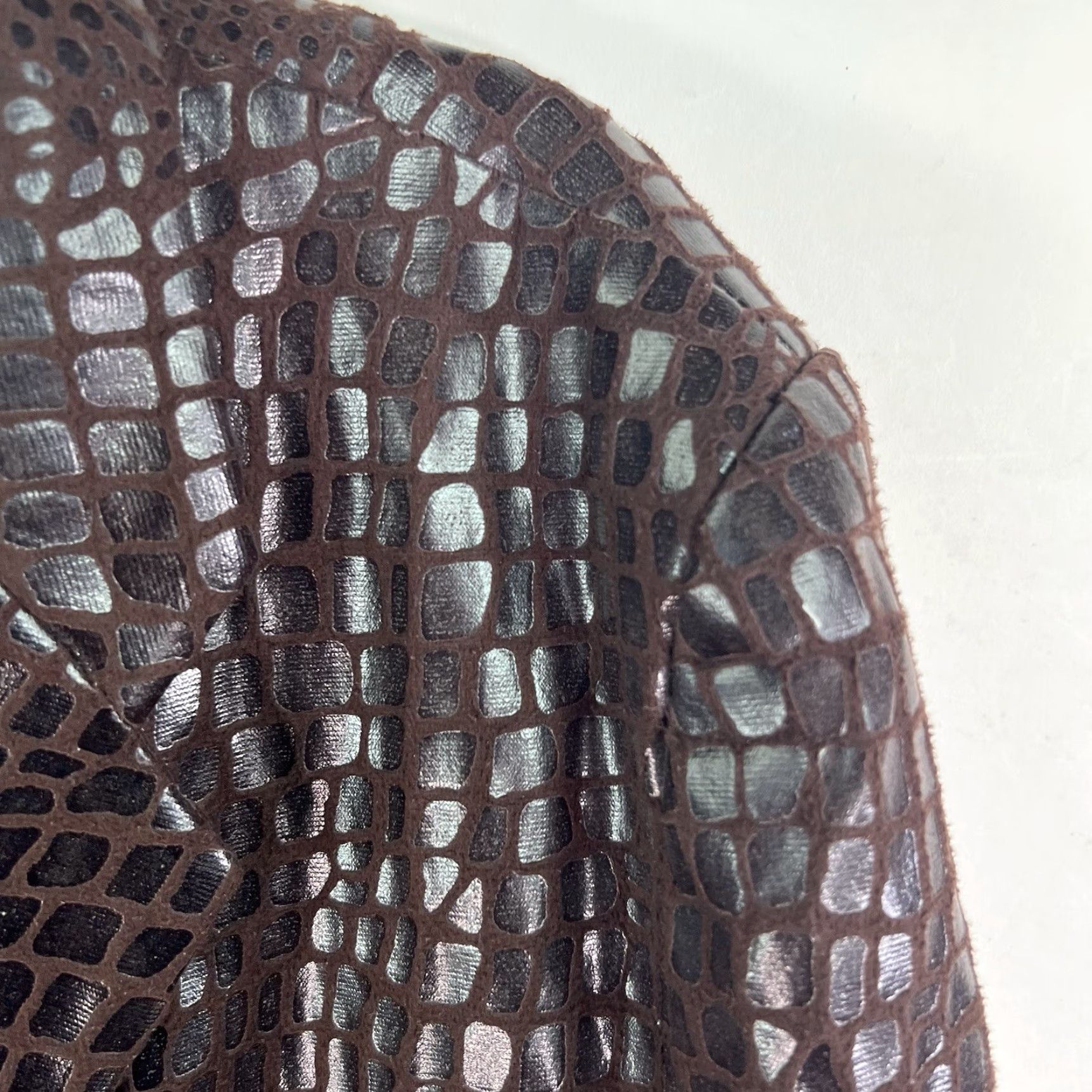 Vintage Selene Brown Reptile Notch Single Breast Faux Leather Jacket Size 18 Womens Jacket Blazer 18 Size XXL / US 16-18 / IT 52-54 - 2 Thumbnail