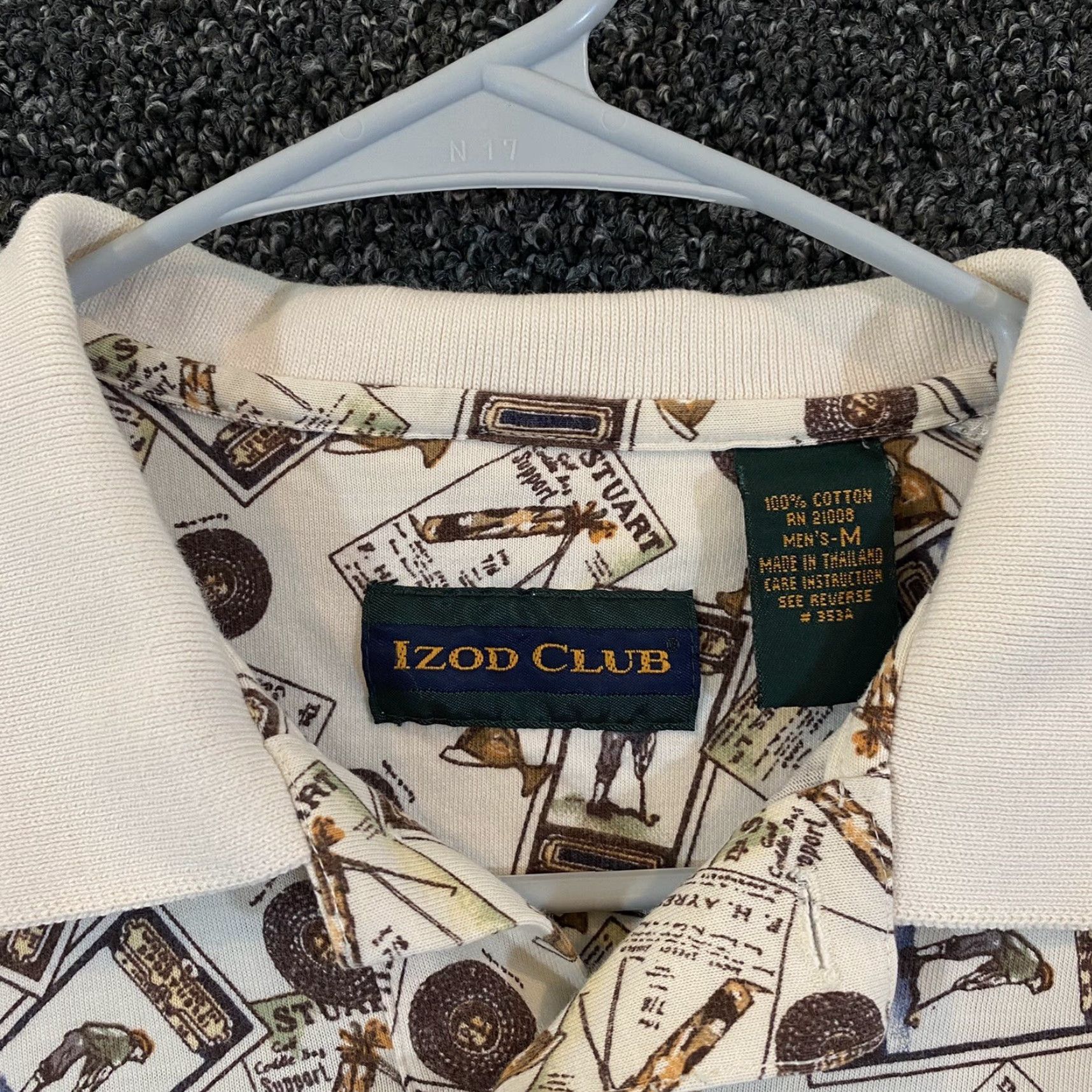 Izod IZOD Shirt Mens Medium Raven Short Sleeve Polo Golf Club Geometric Casual Size US M / EU 48-50 / 2 - 5 Thumbnail