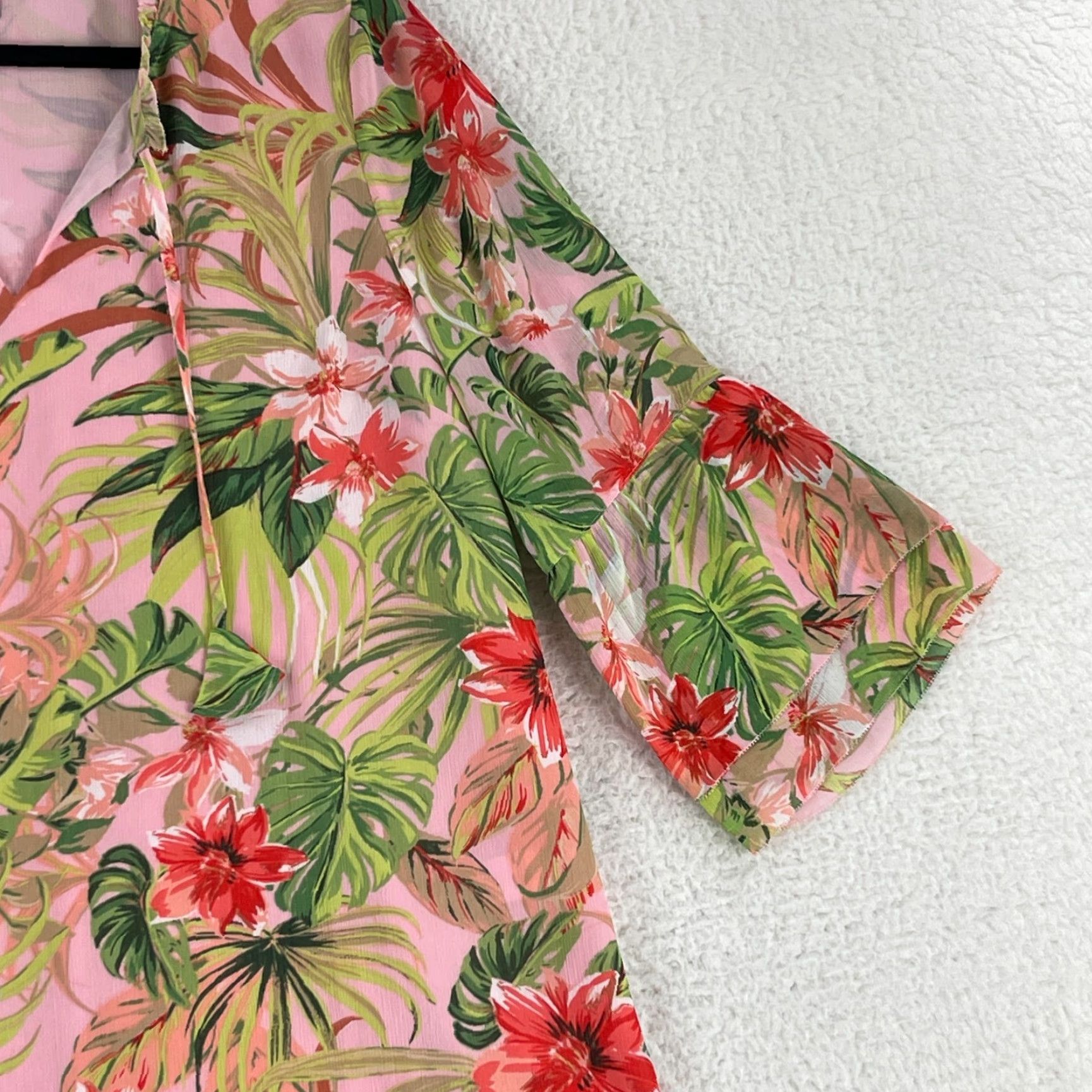 J. Jill J. Jill Pink Tropical Print Tunic Shirt Womens Medium Bell 3/4 Sleeve Pullover Size M / US 6-8 / IT 42-44 - 4 Thumbnail