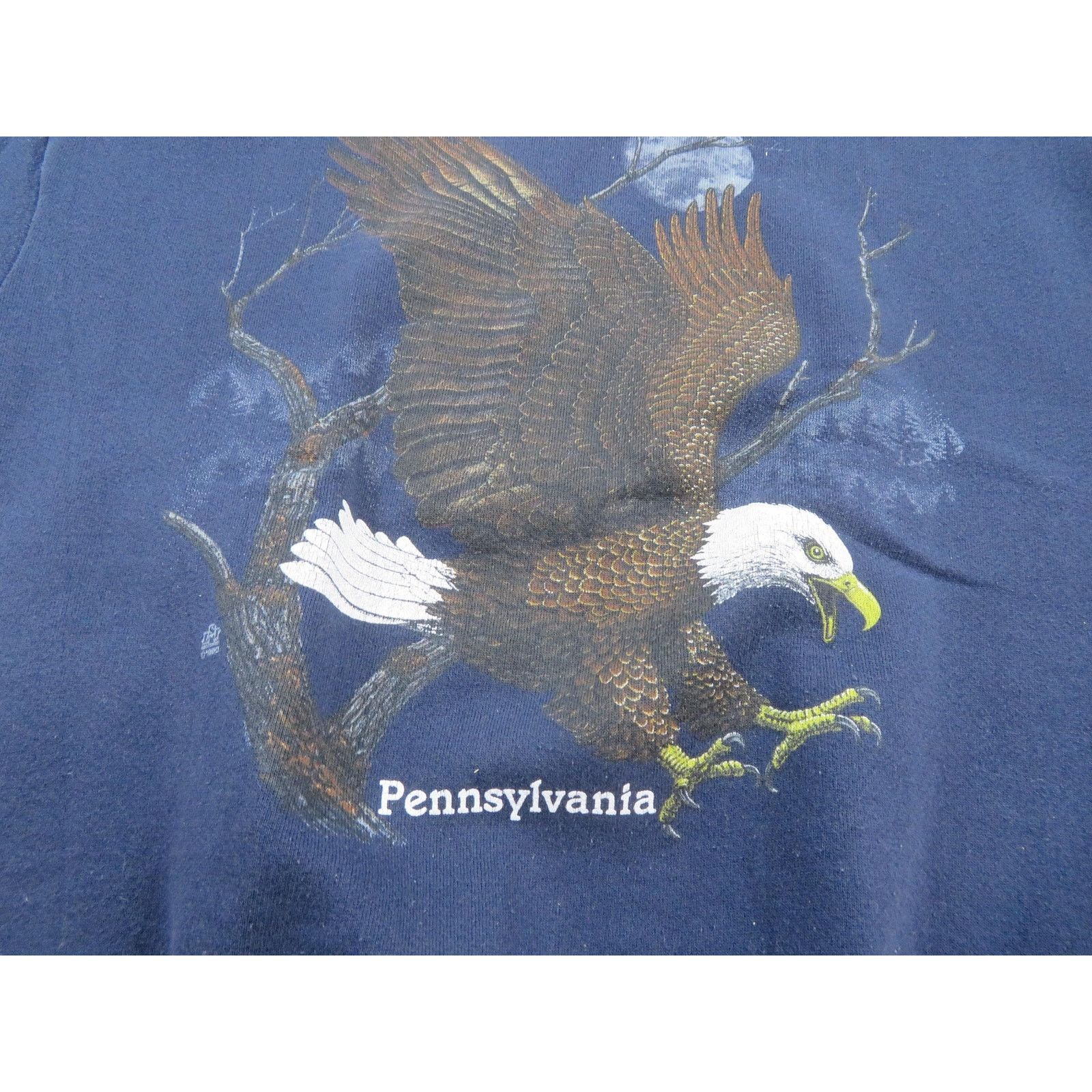 Tultex Pennsylvania Bald Eagle Sweatshirt, Blue White Sz XL 1990s Size US XL / EU 56 / 4 - 2 Thumbnail